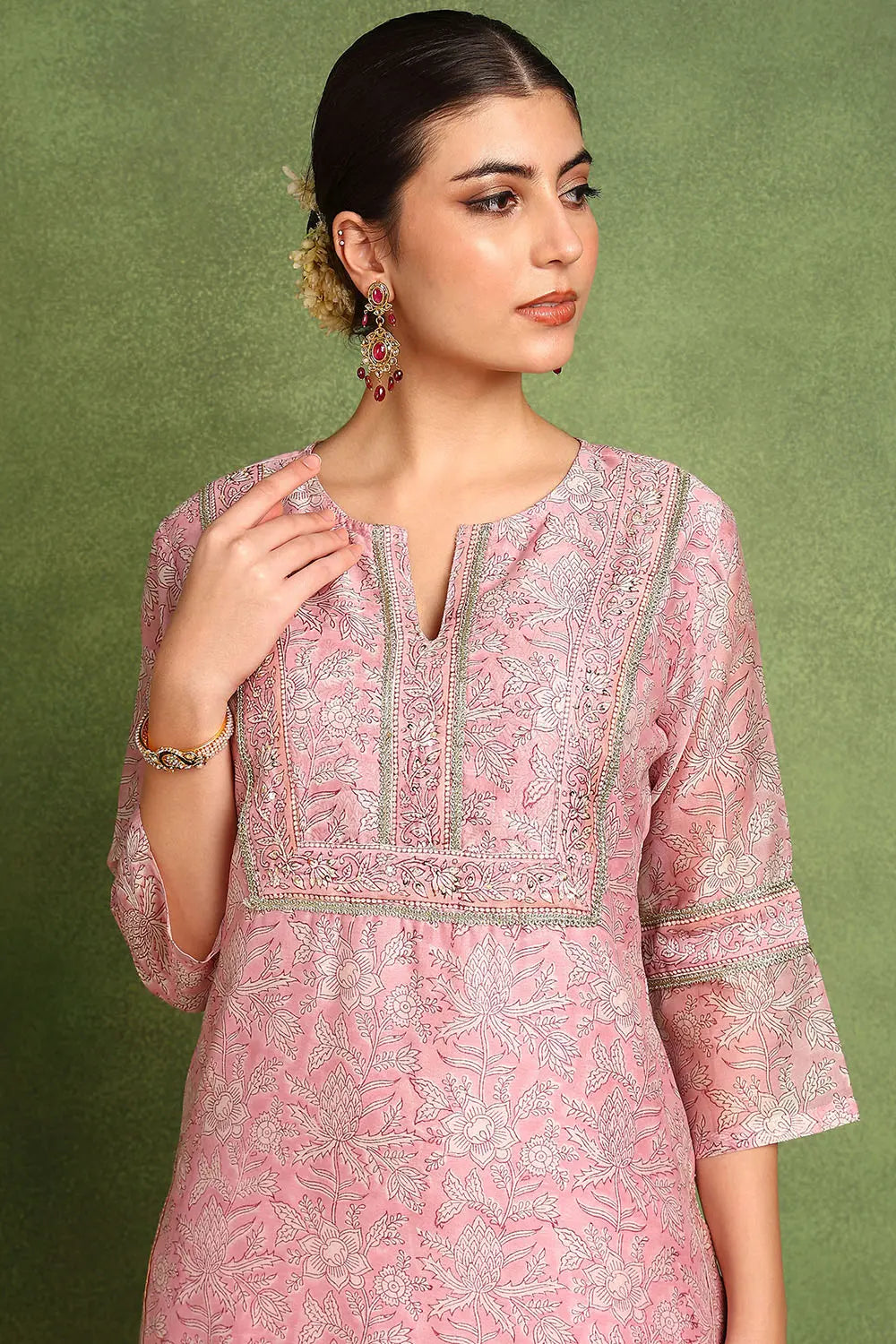 Pink Chanderi Silk Kurta