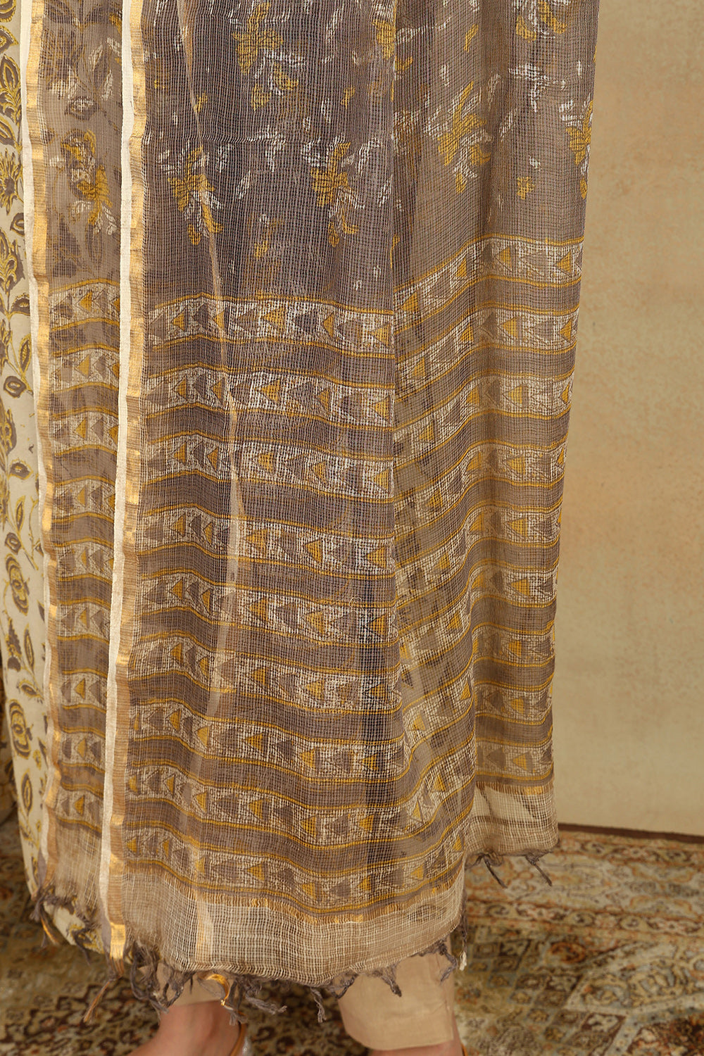 Brown/Beige Kota Doria Dupatta