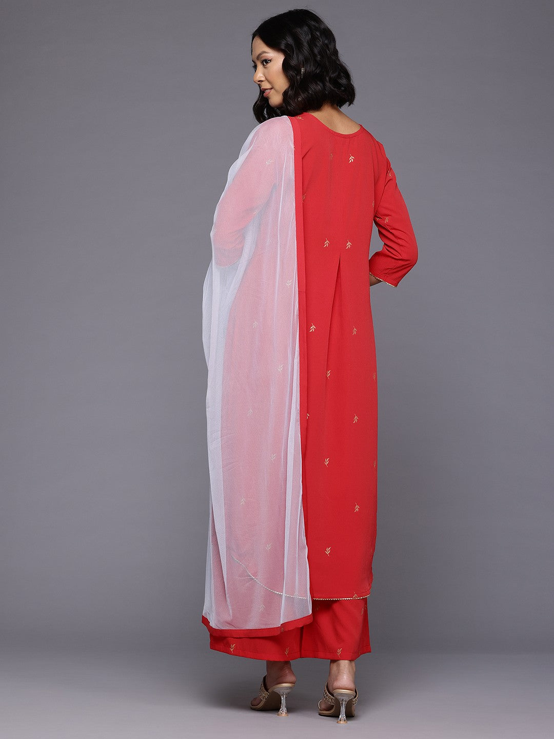 Ethnic Motifs Printed Gotta Patti Kurta With Palazzos & Dupatta