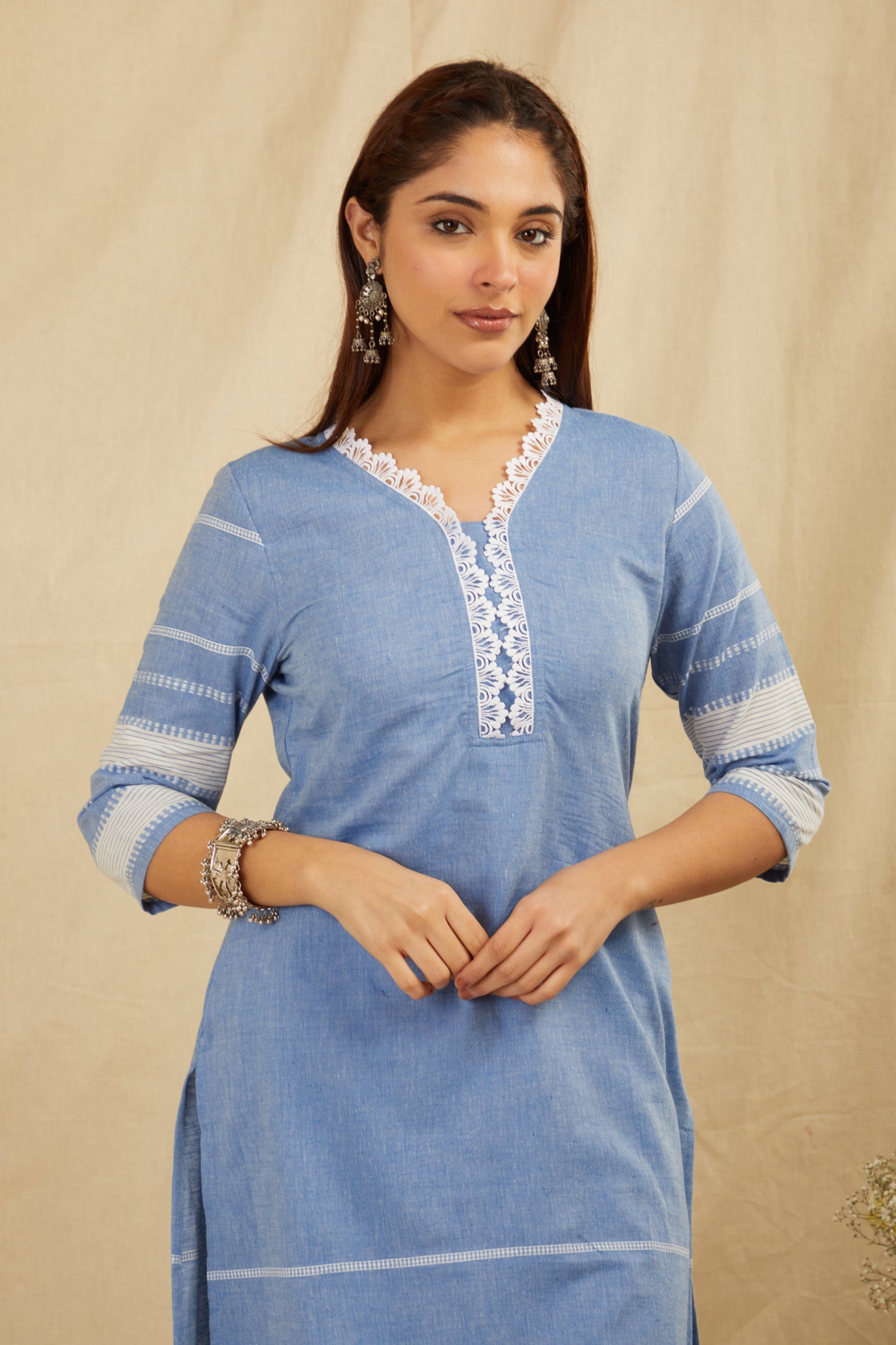 Blue Cotton Kurta with Pants