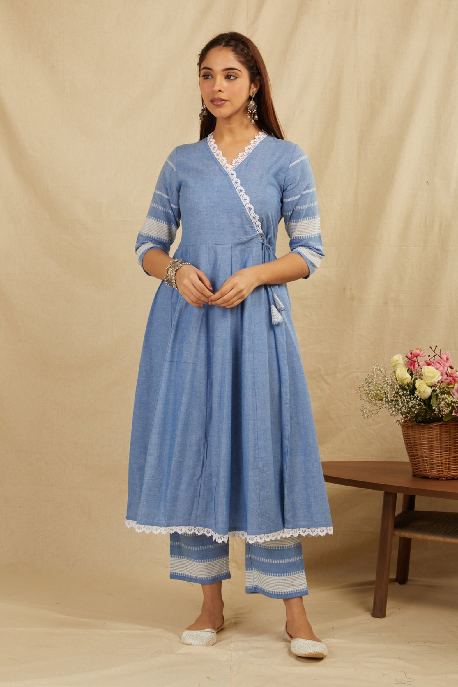 Blue Cotton Kurta with Pants