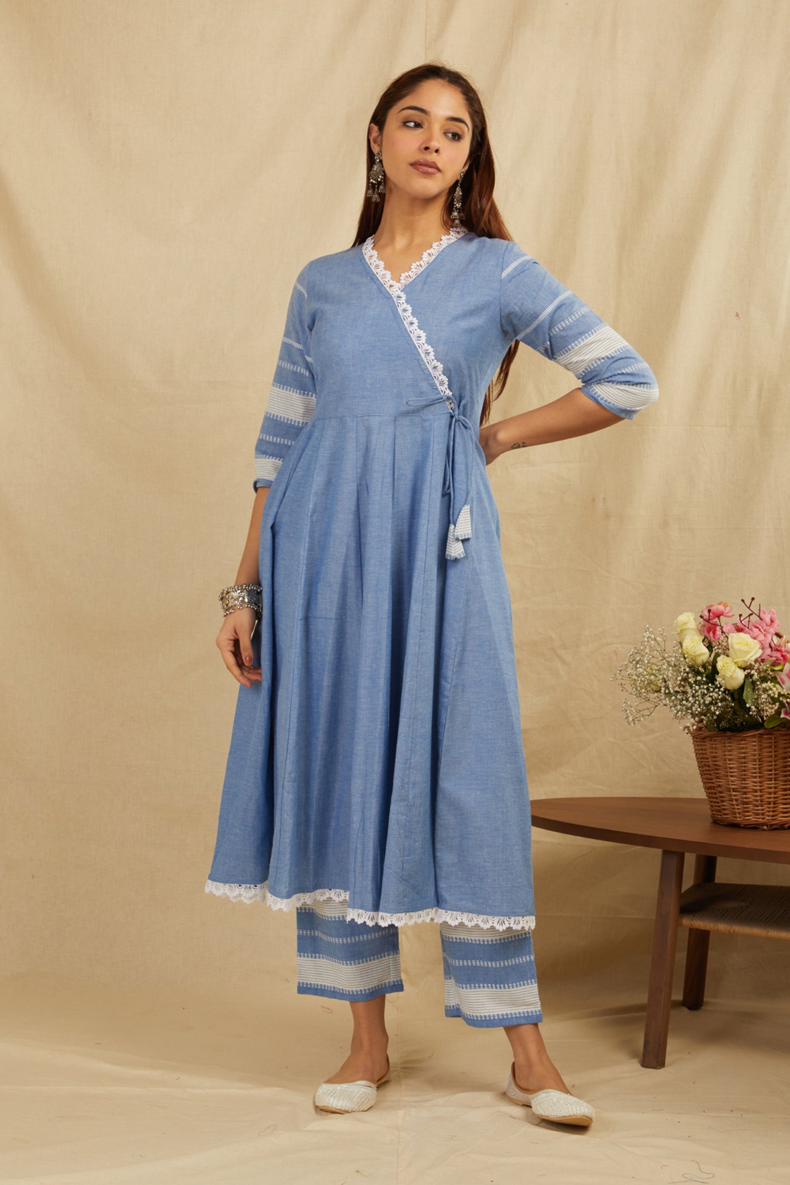 Blue Cotton Kurta with Pants