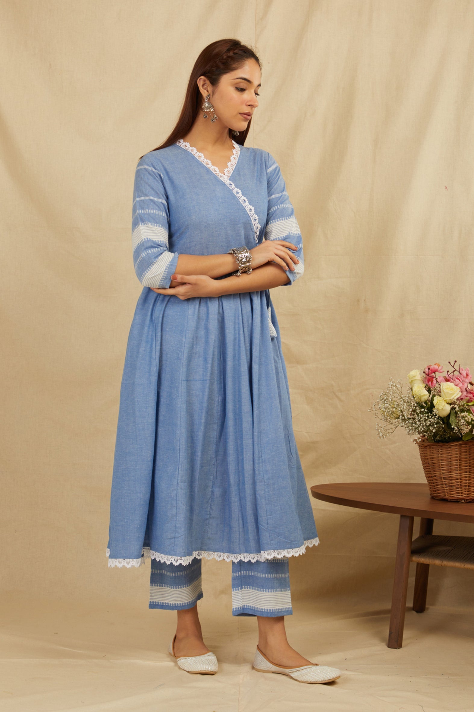 Blue Cotton Kurta with Pants