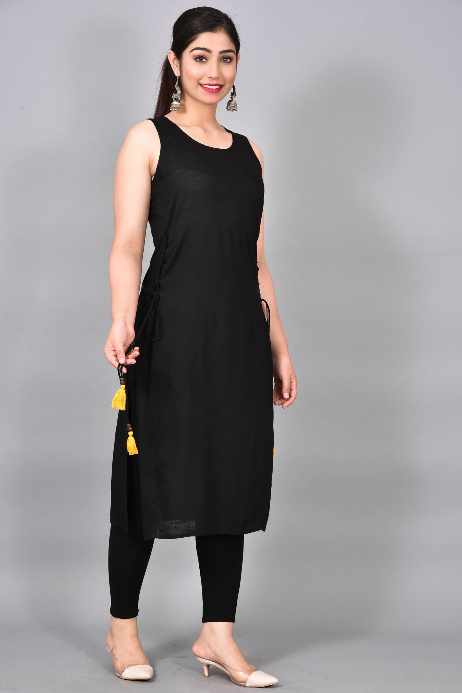 Black Rayon Kurta with Pants