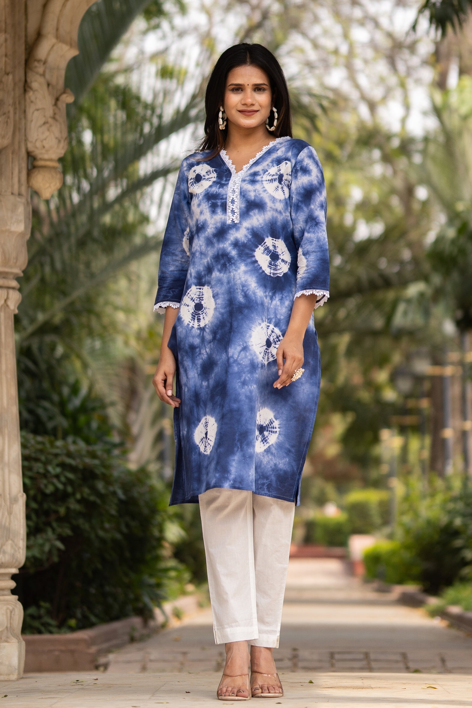 Blue Tie Dye Kurta with Pants