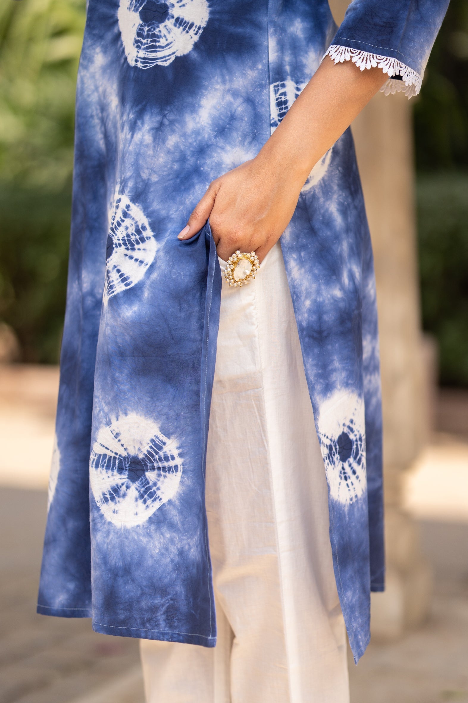 Blue Tie Dye Kurta with Pants