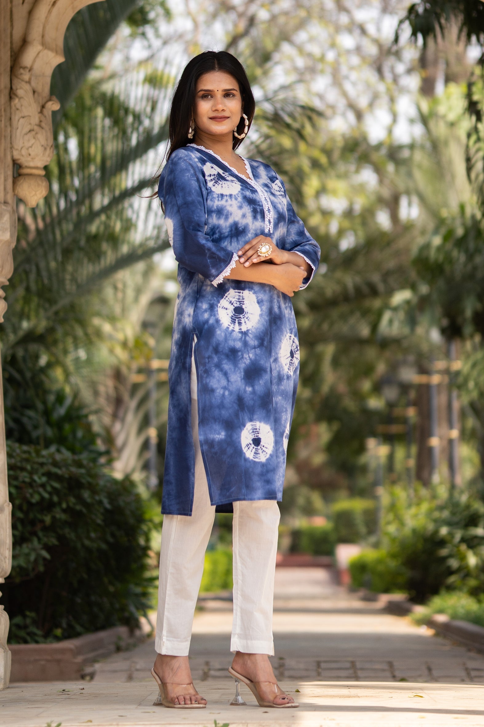 Blue Tie Dye Kurta with Pants