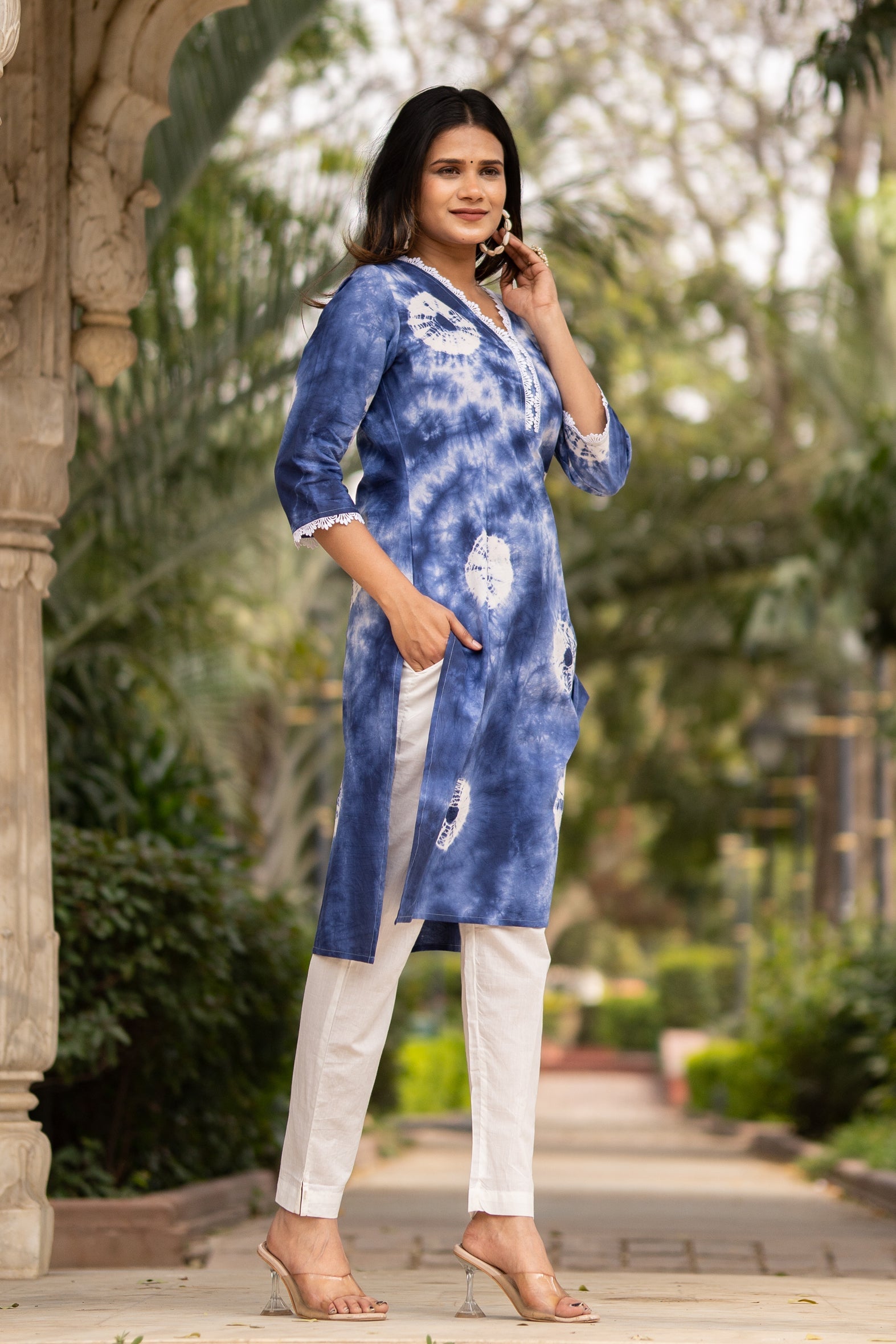 Blue Tie Dye Kurta with Pants