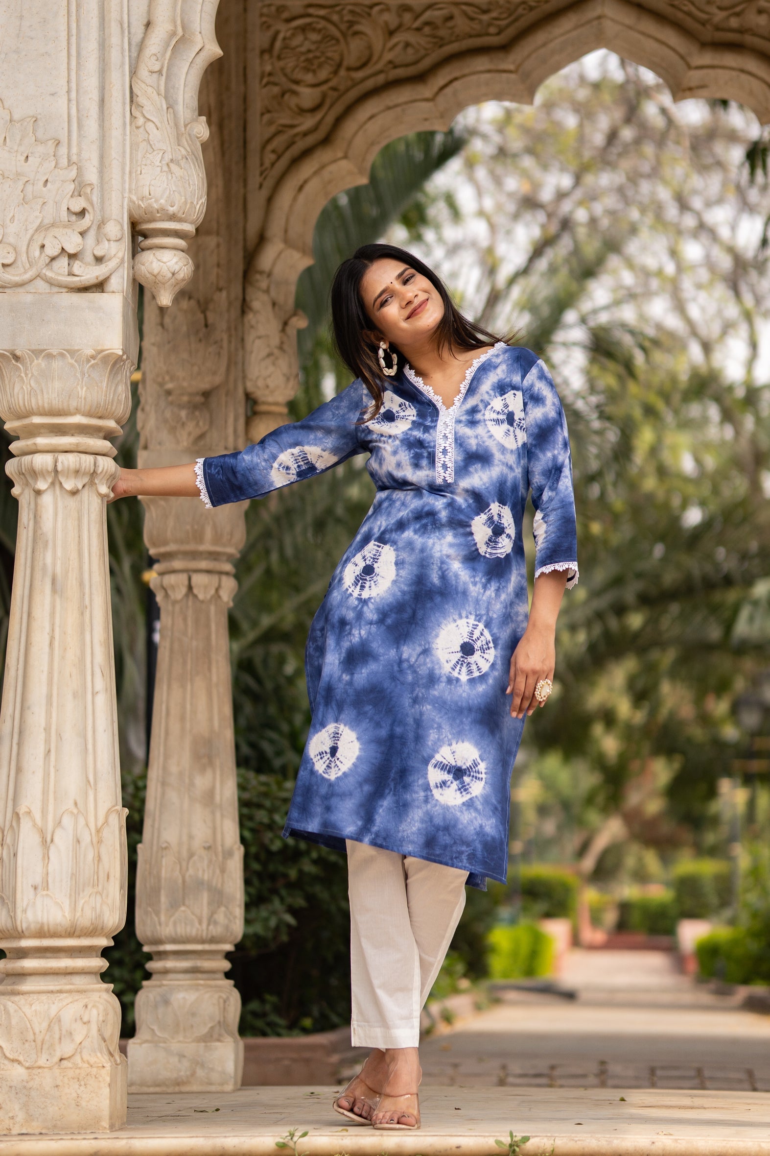 Blue Tie Dye Kurta with Pants