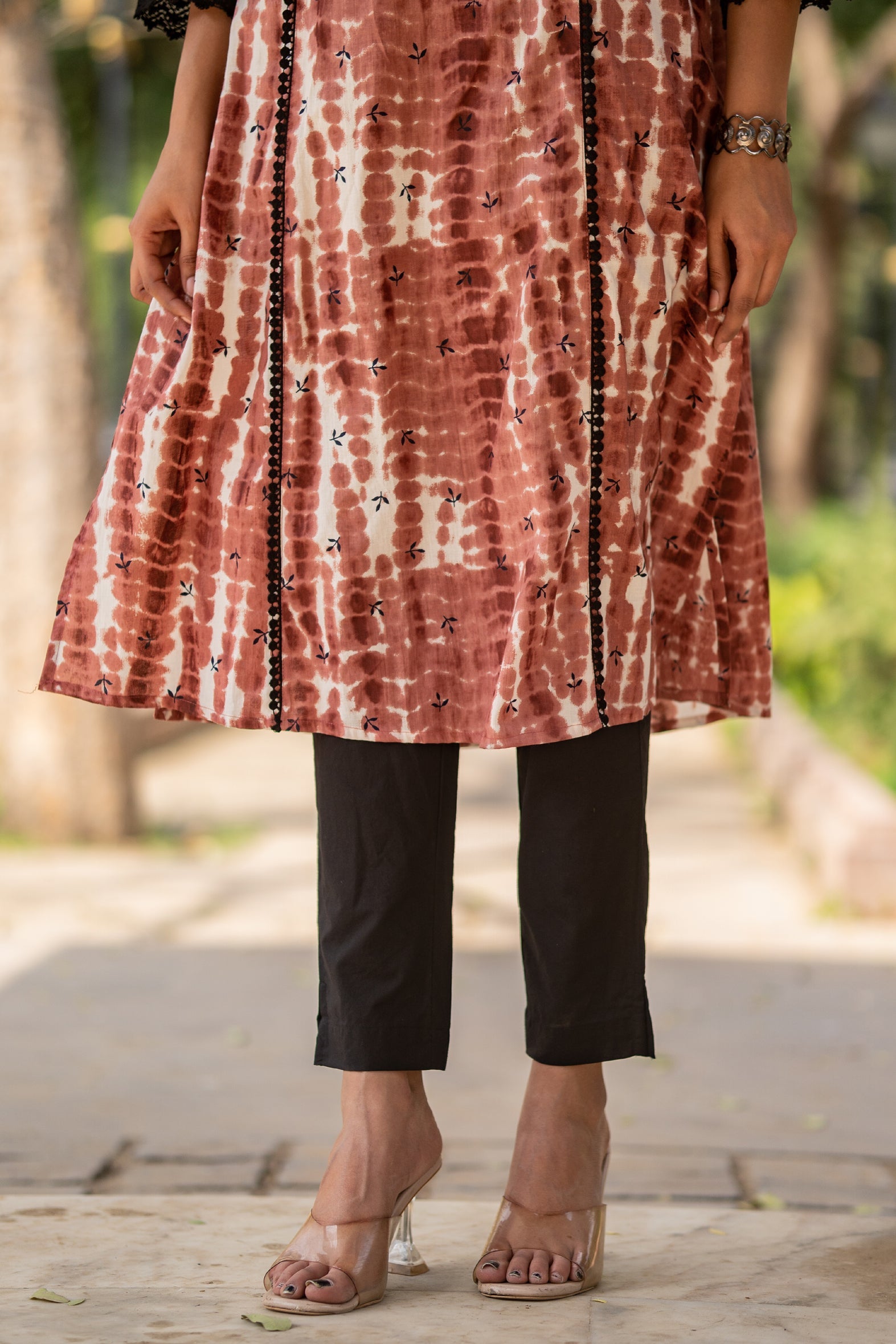 Maroon Tie Dye Kurta with Pants