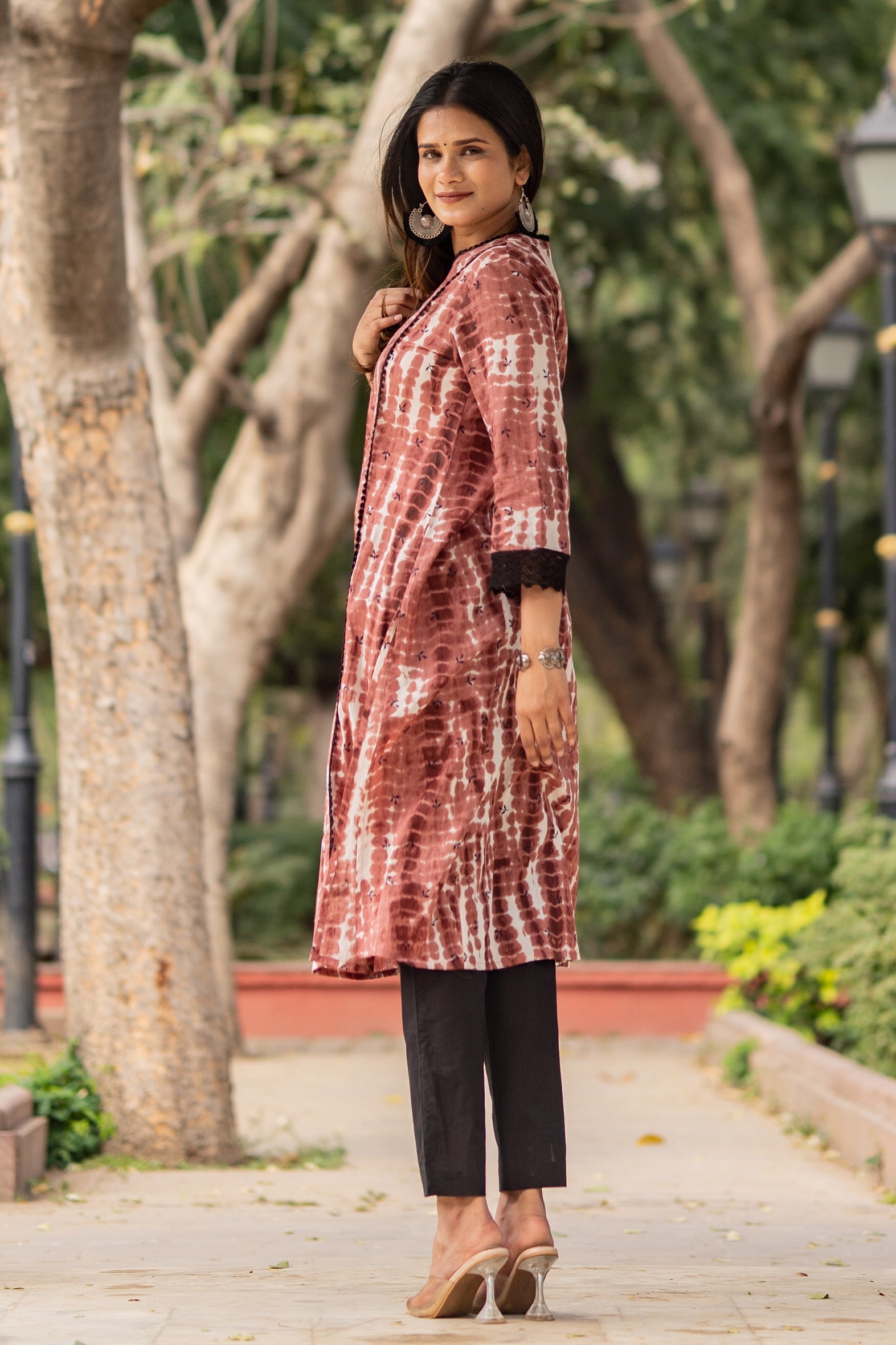 Maroon Tie Dye Kurta with Pants