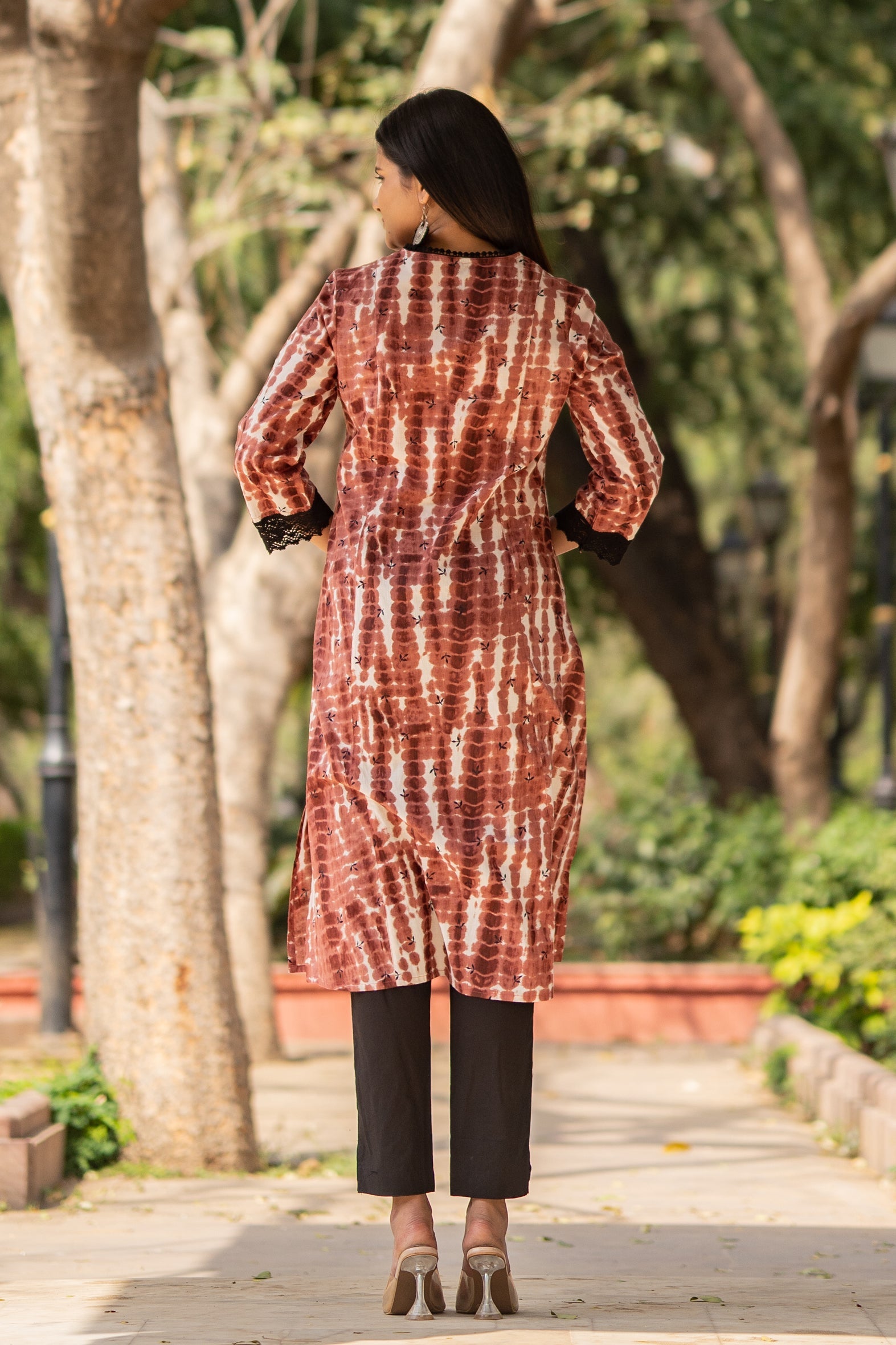 Maroon Tie Dye Kurta with Pants