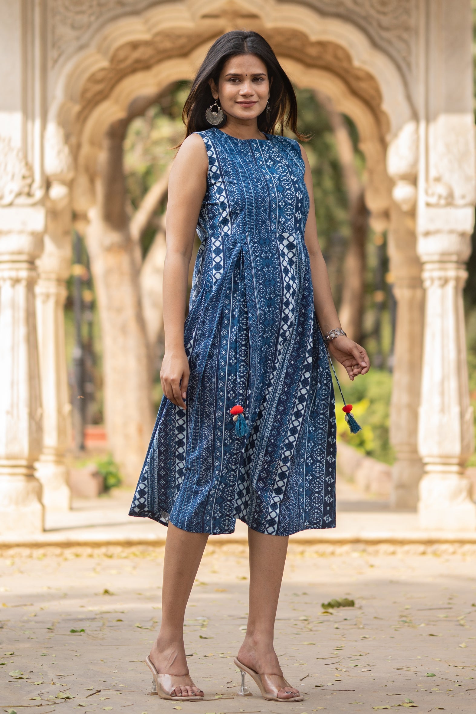 Blue Printed Cotton Dress