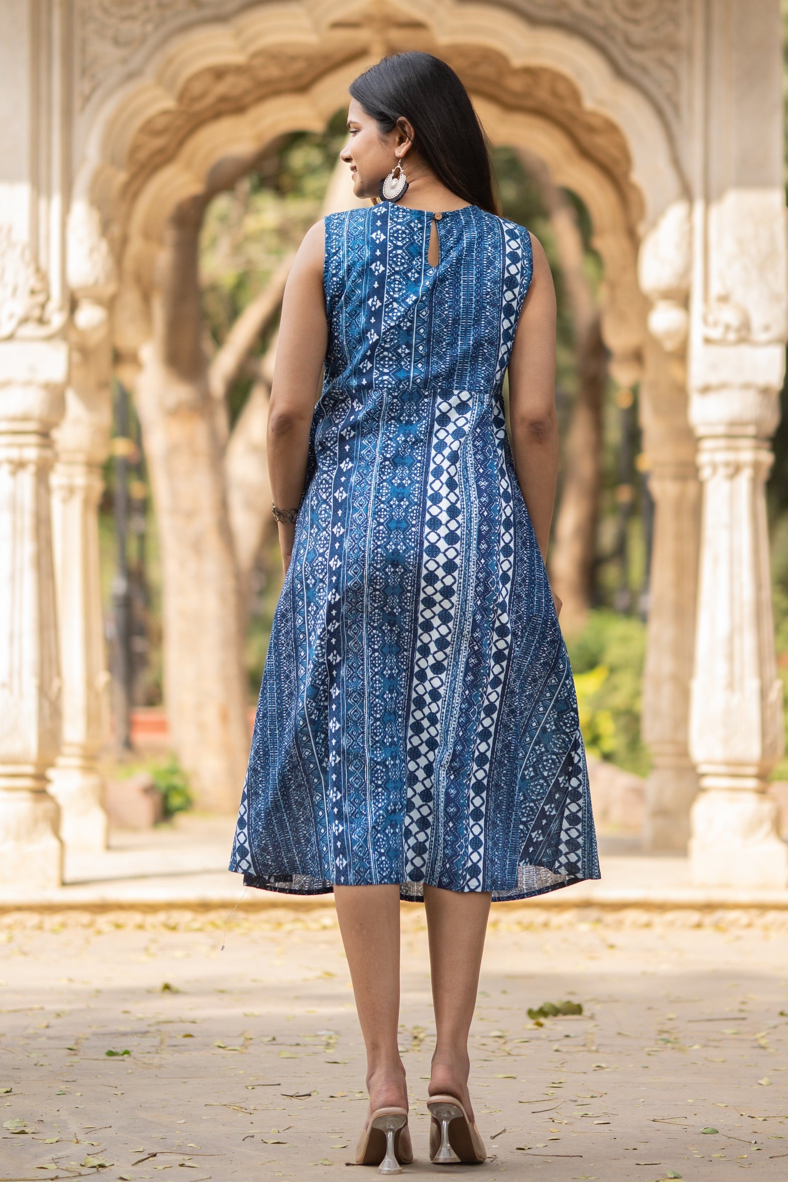 Blue Printed Cotton Dress