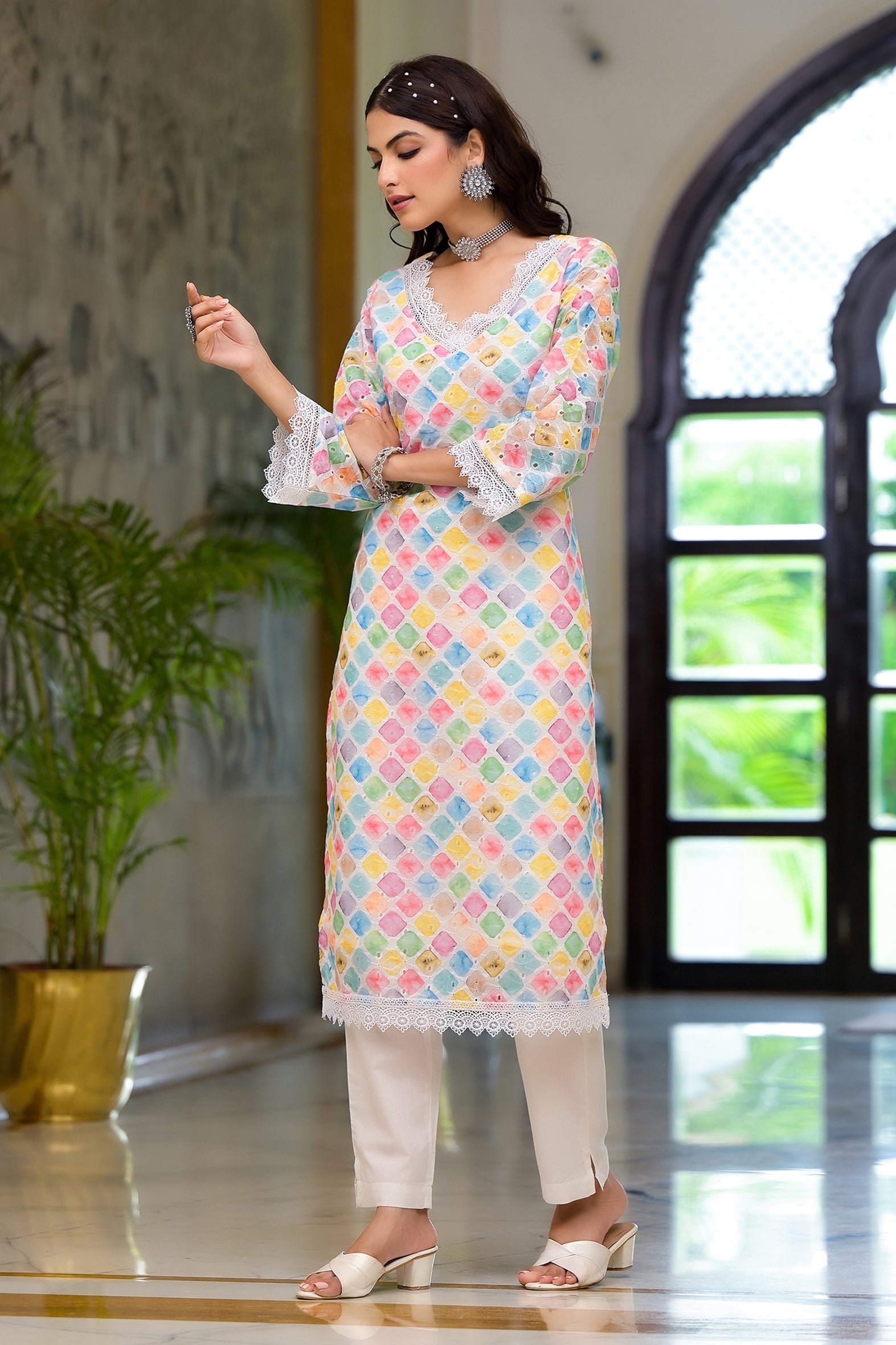 Multi Printed Schifili Kurta Pant Set