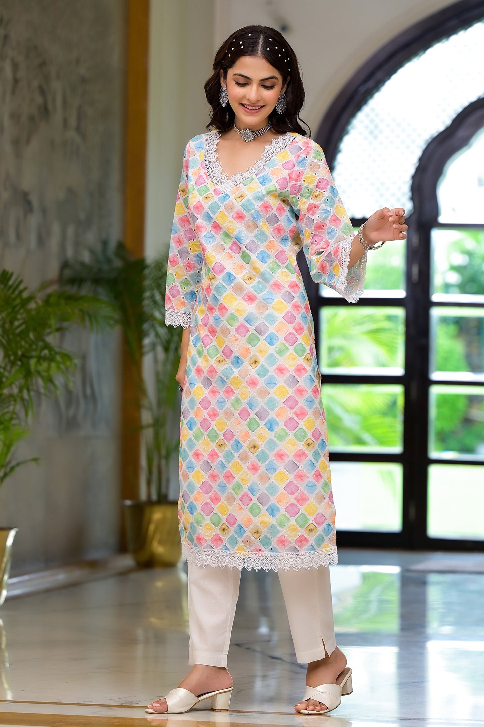 Multi Printed Schifili Kurta Pant Set