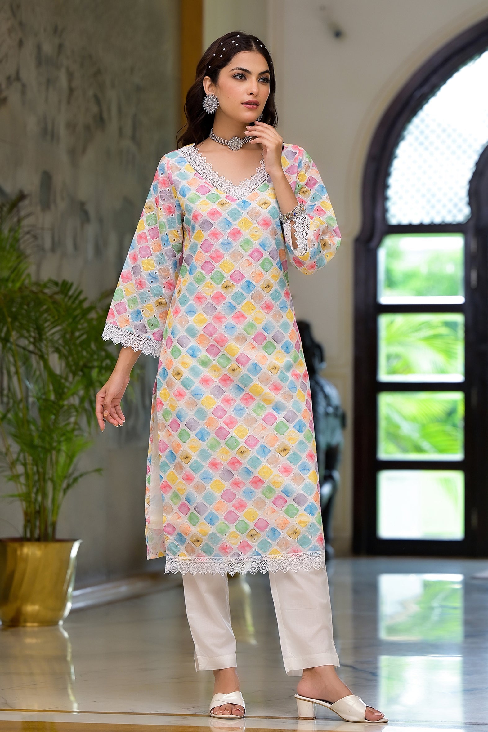 Multi Printed Schifili Kurta Pant Set