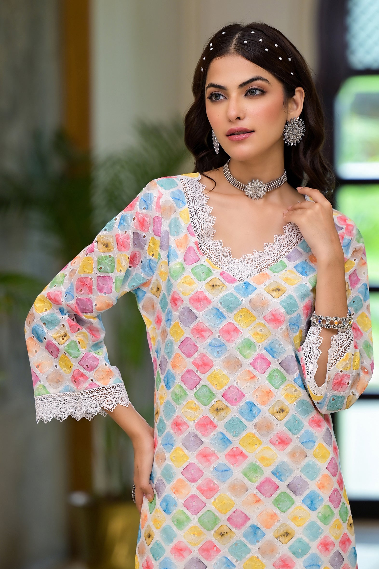 Multi Printed Schifili Kurta Pant Set