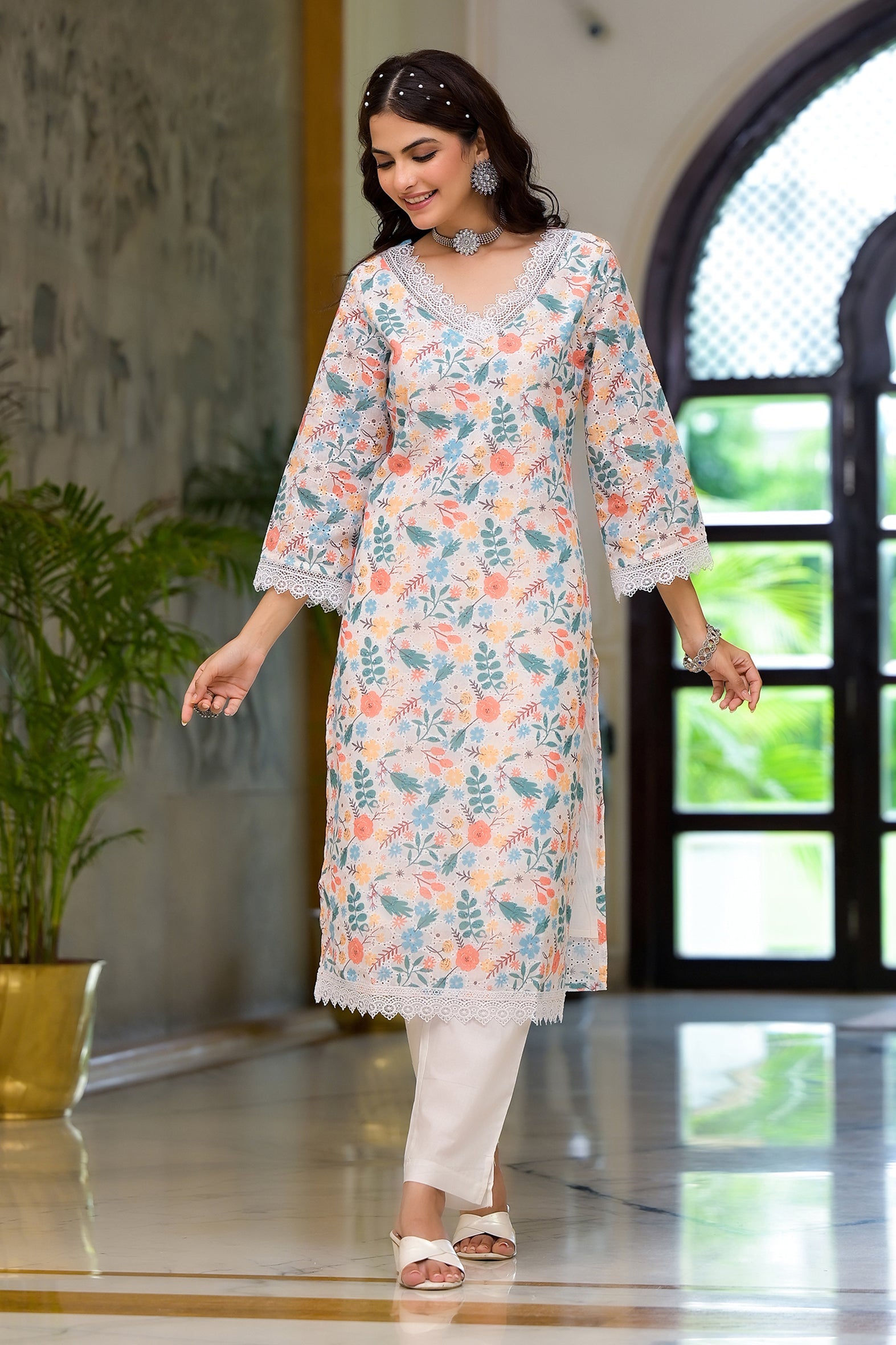 Multi Printed Schifili Kurta Pant Set