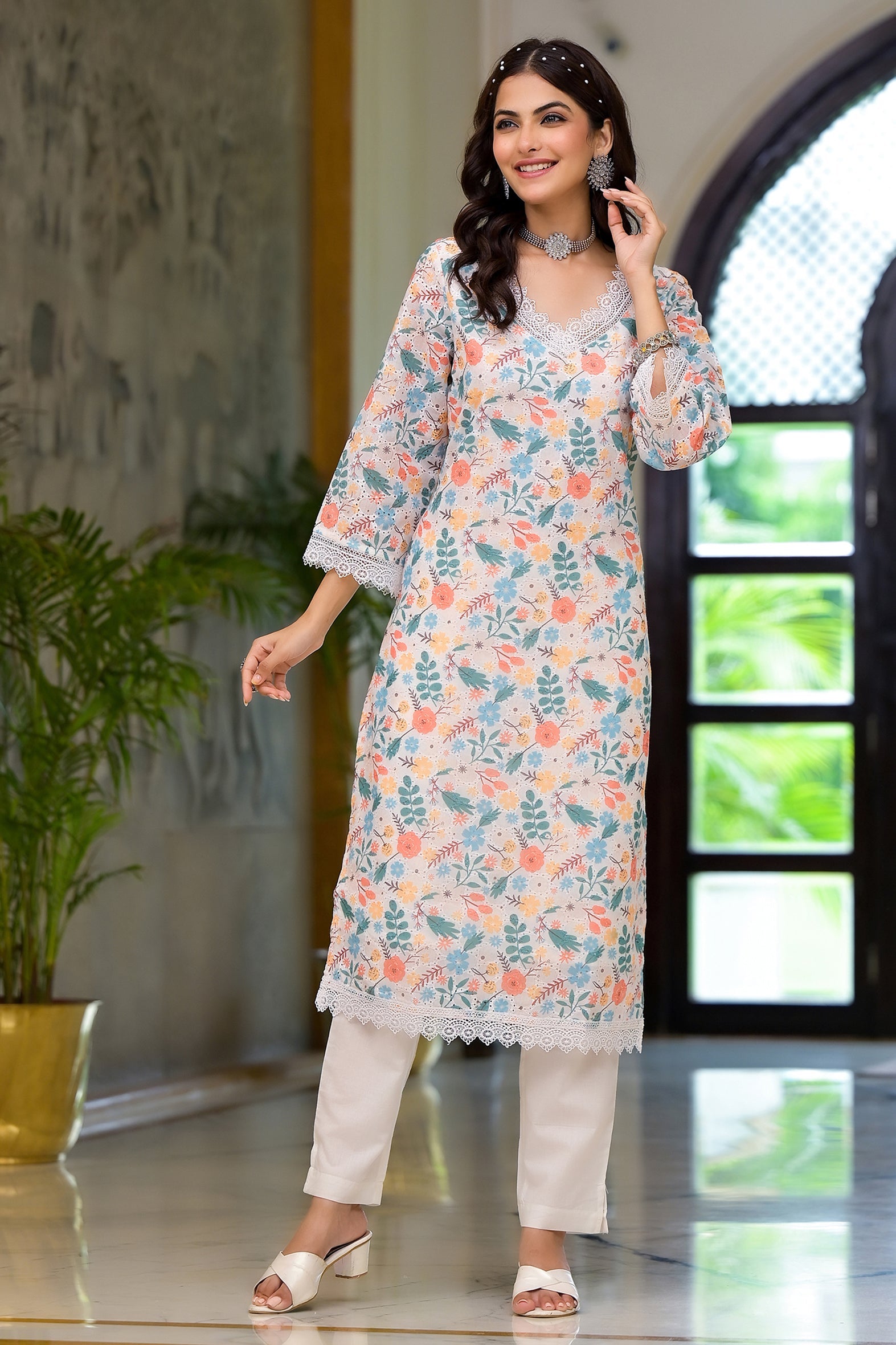 Multi Printed Schifili Kurta Pant Set