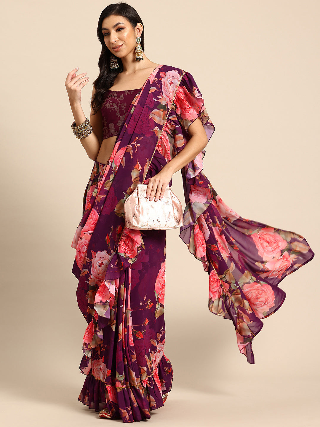 Floral Gotta Patti Ready to Wear Saree