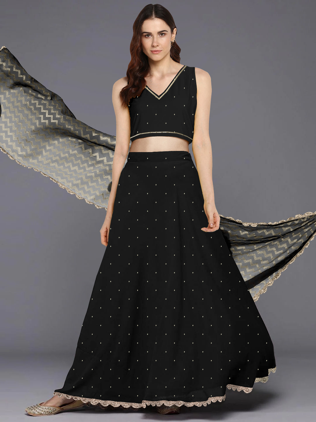 Printed Foil Print Ready to Wear Lehenga & Blouse With Dupatta-AH