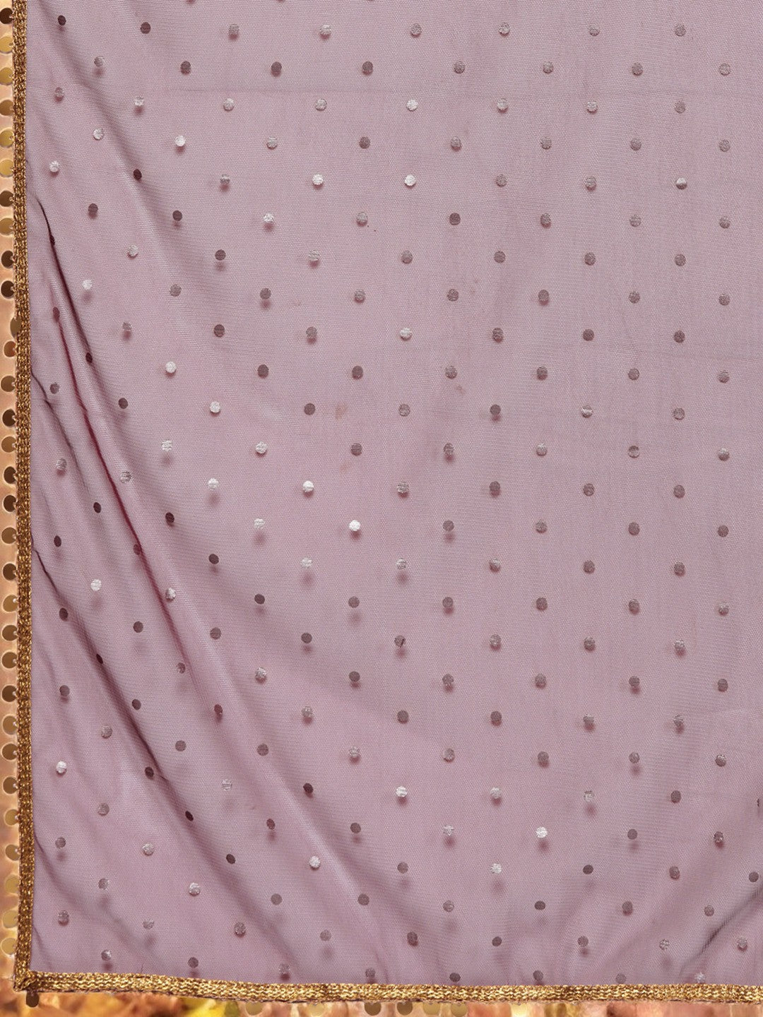 Purple & Gold-Toned Printed Sequined Ready to Wear Lehenga & Blouse With Dupatta-AH