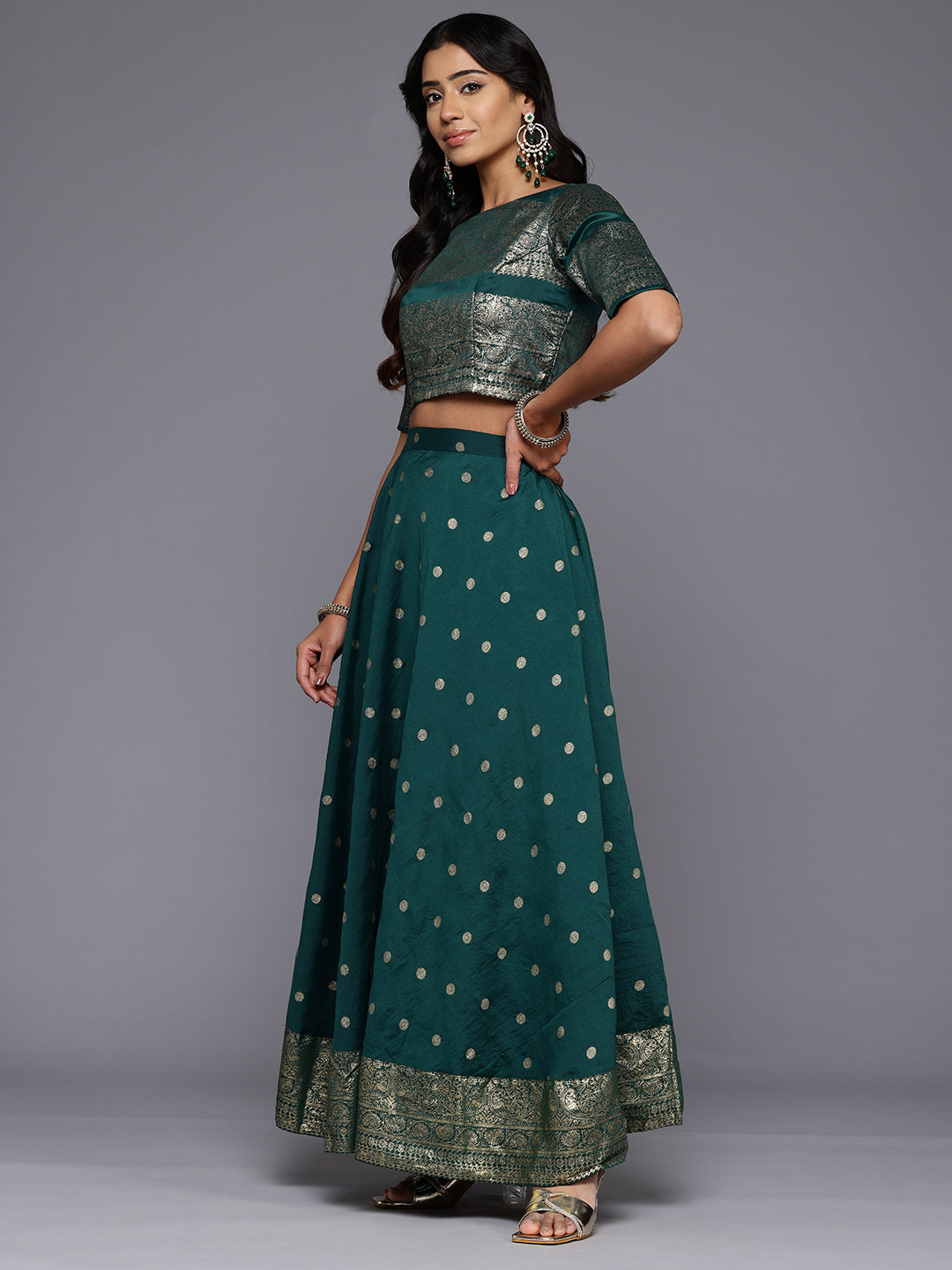 Printed Foil Print Ready to Wear Lehenga & Blouse With Dupatta