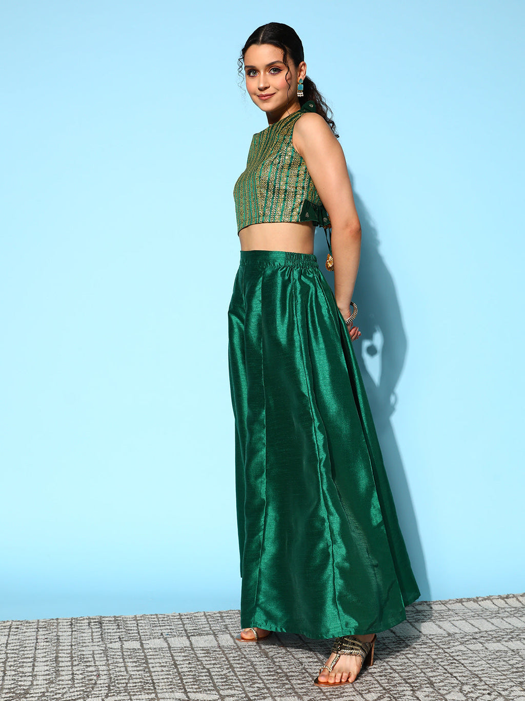 Green & Gold-Toned Printed Co-ords-AH