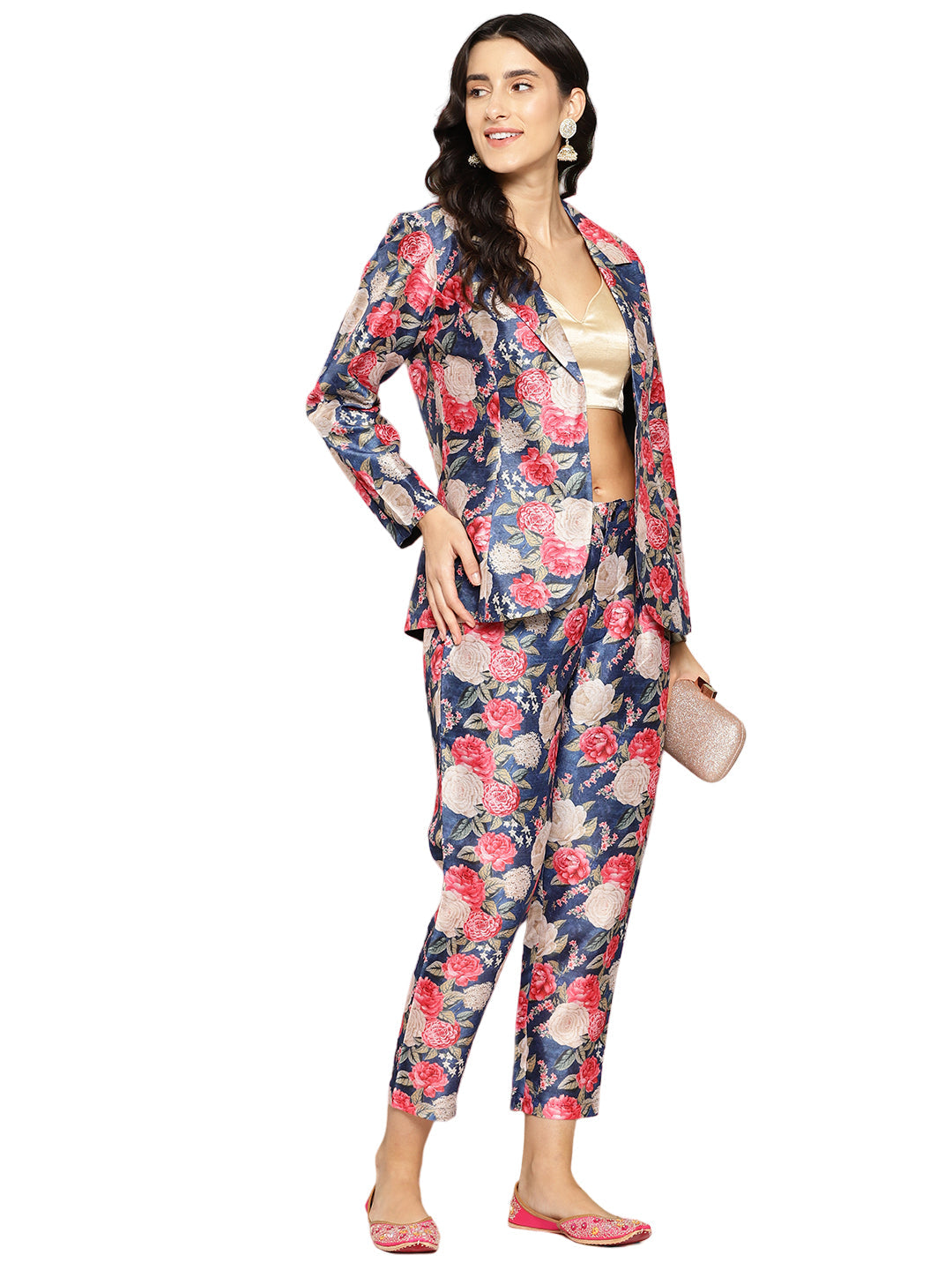 Ahalyaa Women Printed Coat with Trousers