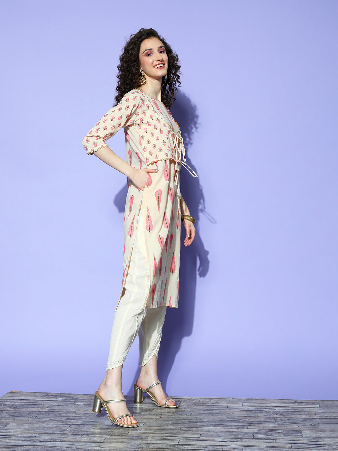 Off White Pure Cotton Printed Kurtas