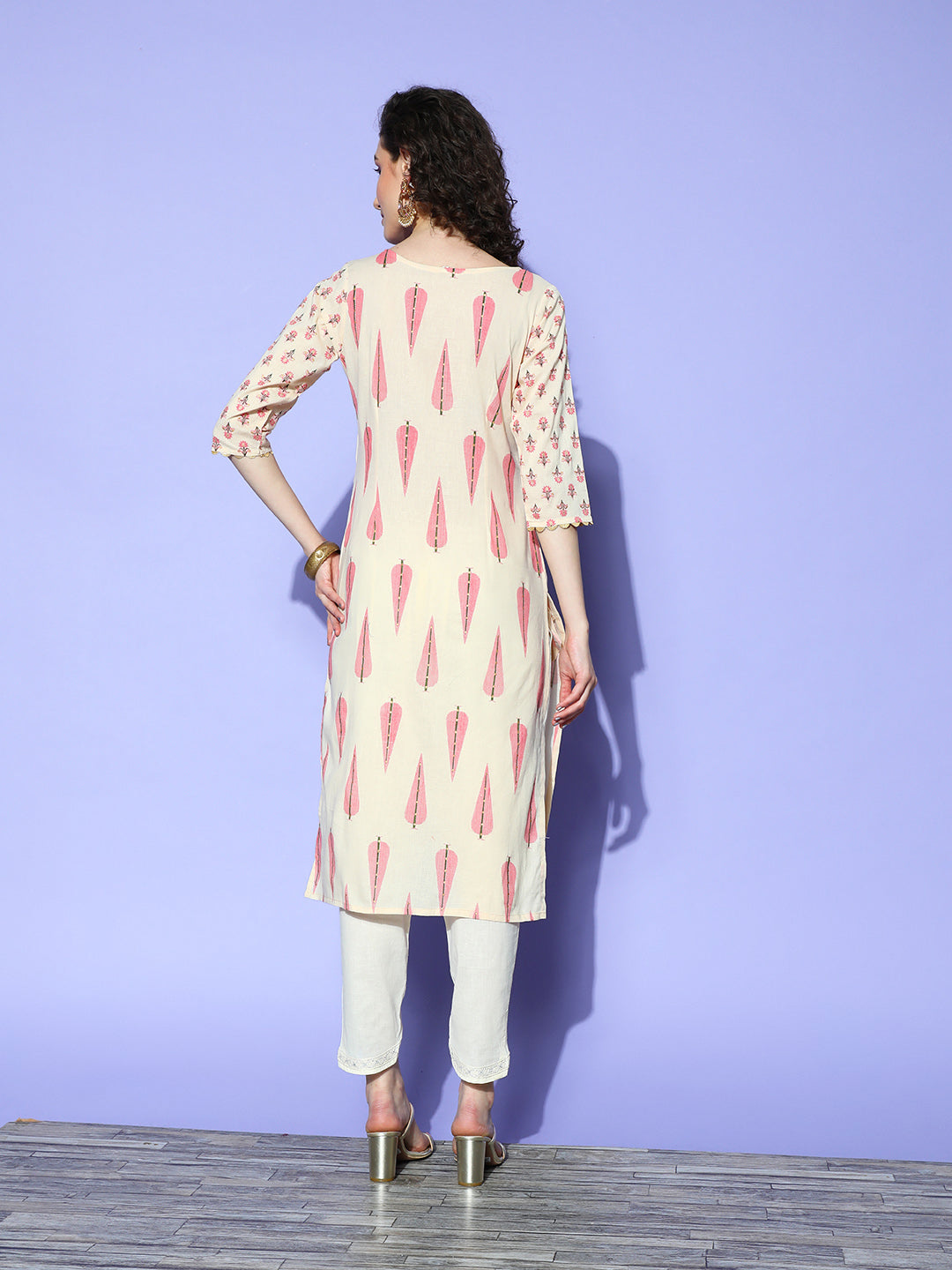 Off White Pure Cotton Printed Kurtas