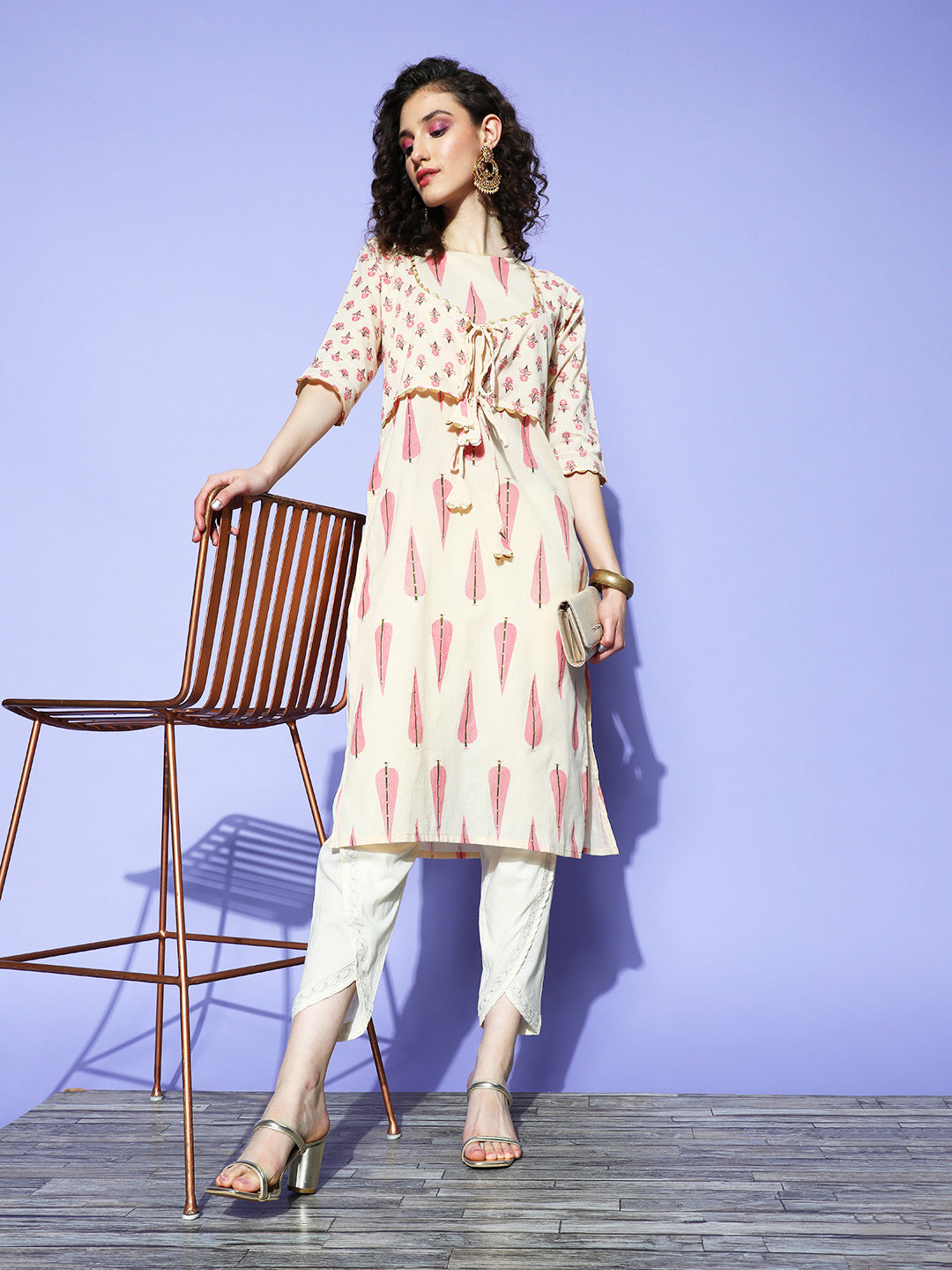 Off White Pure Cotton Printed Kurtas