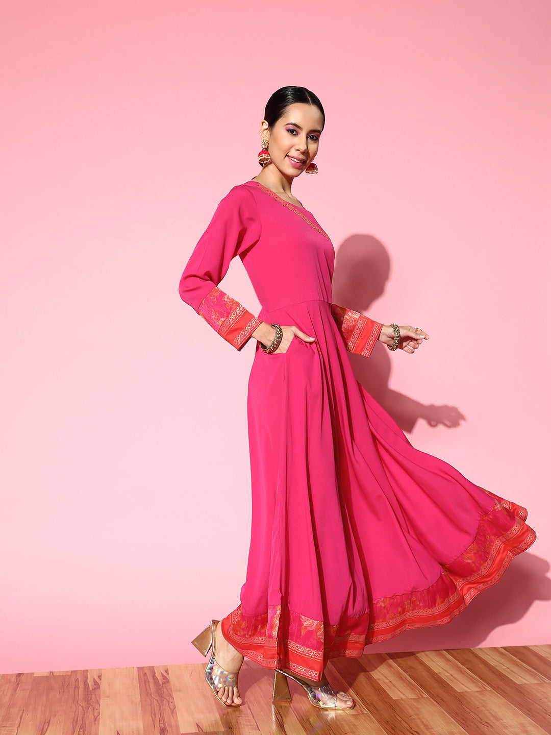 Ahalyaa Ethnic Motifs Crepe Ethnic Maxi Dress