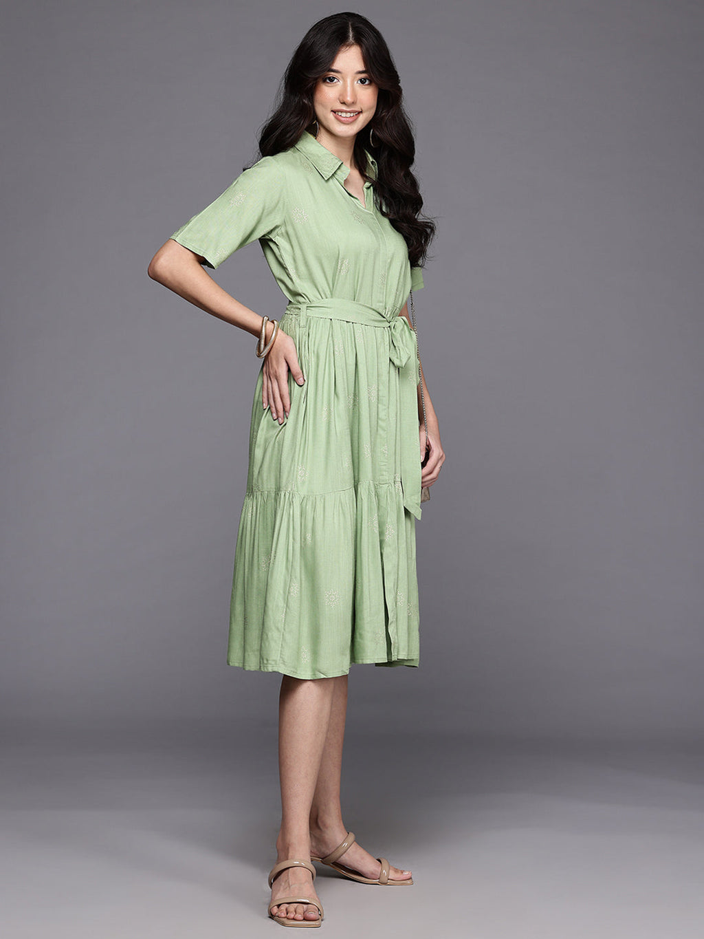 Ethnic Motifs Printed A-Line Ethnic Dress-AH