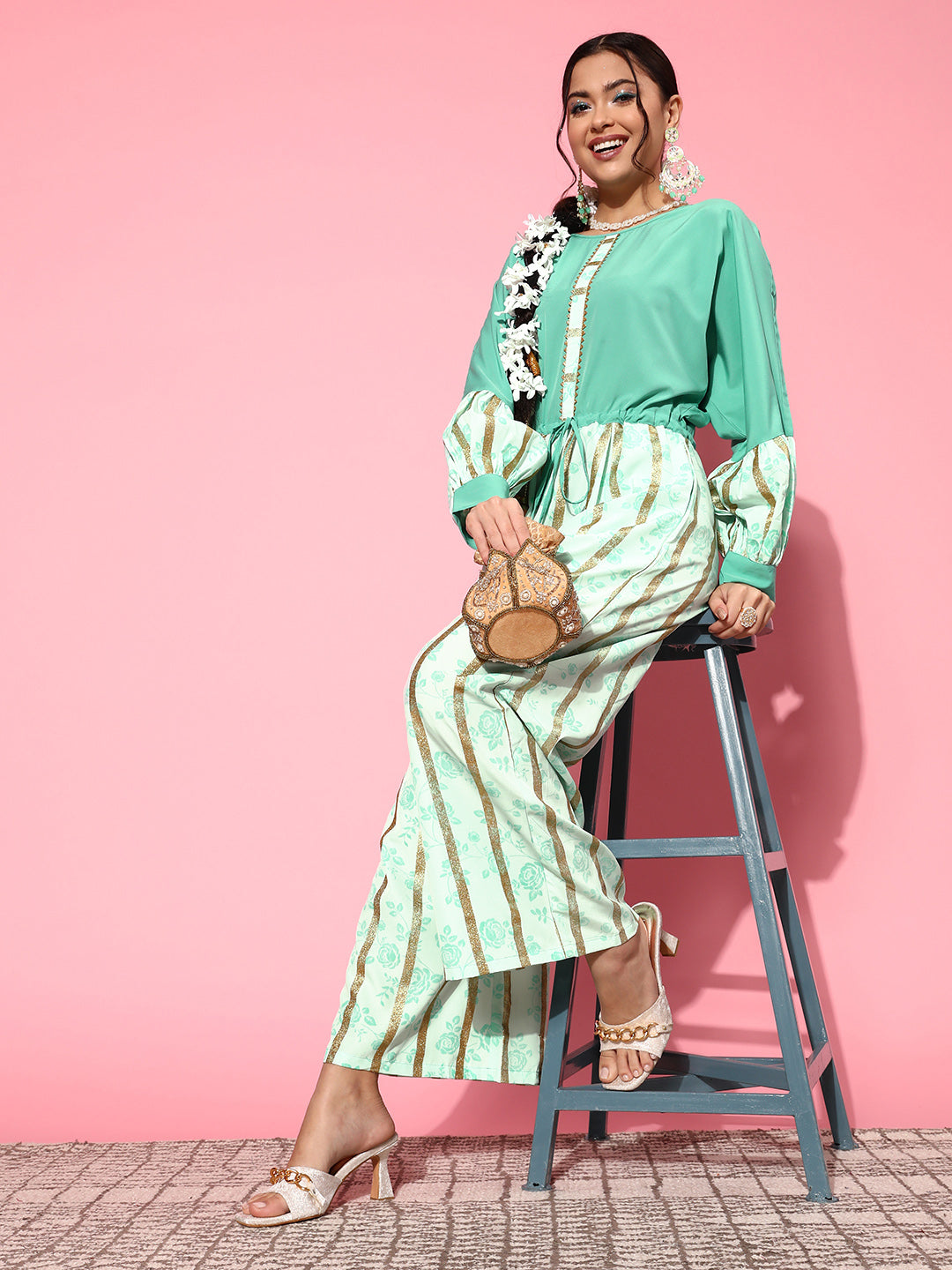 Green Printed Jumpsuit