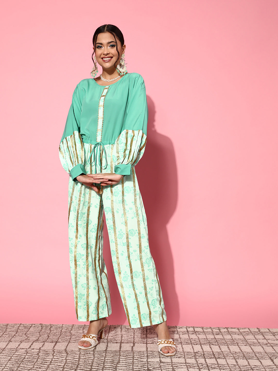 Green Printed Jumpsuit