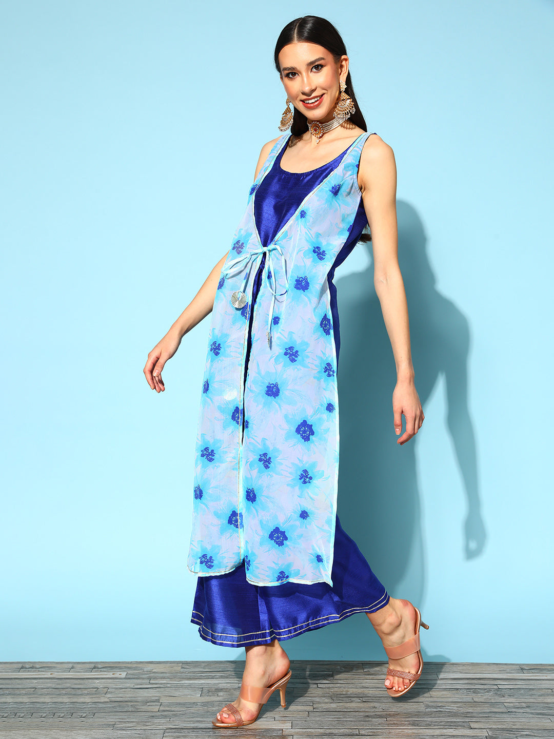 Blue Printed Top to Toe Fusion Jumpsuit