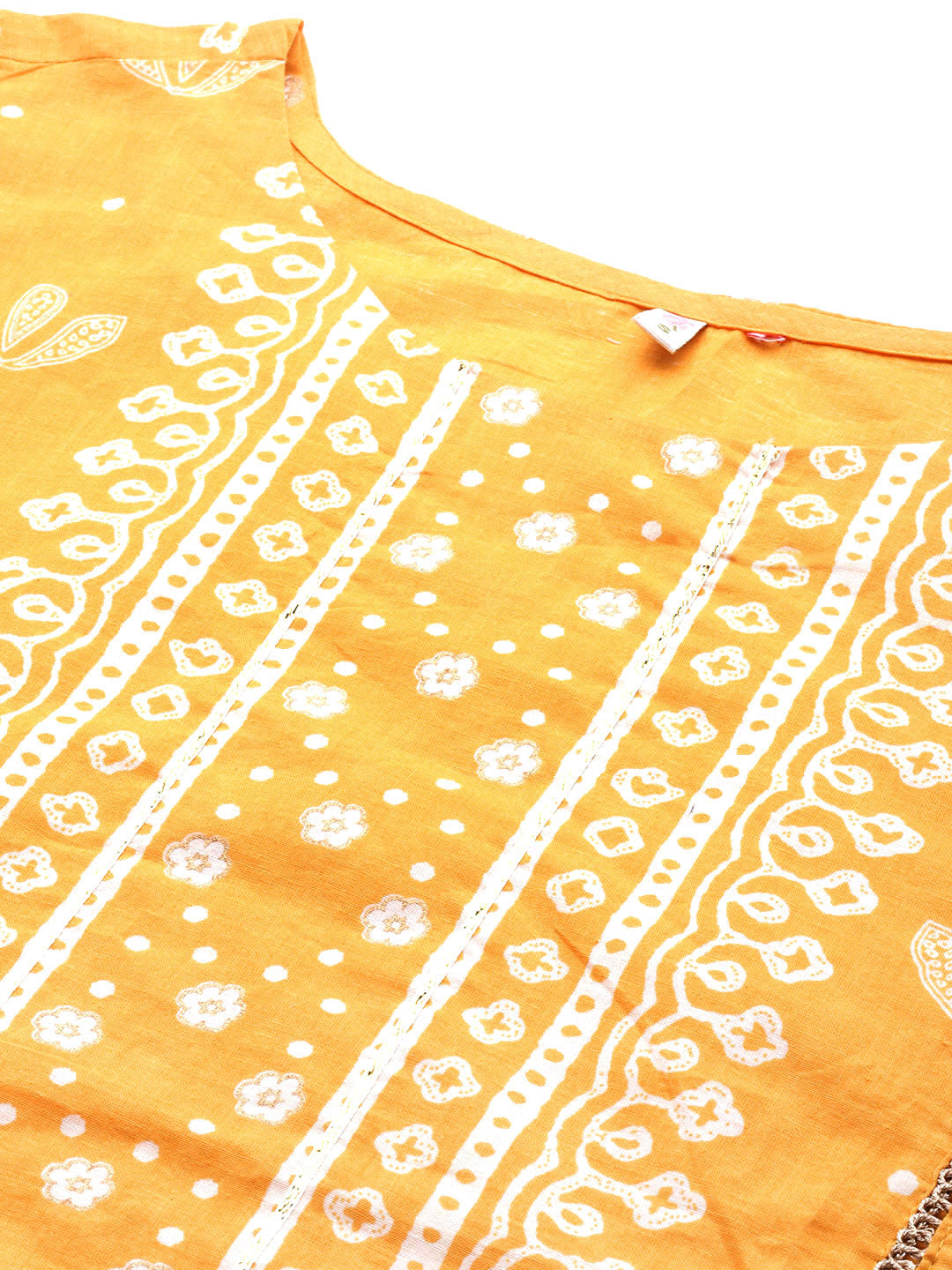 Mustard Yellow Pure Cotton Printed Kurta