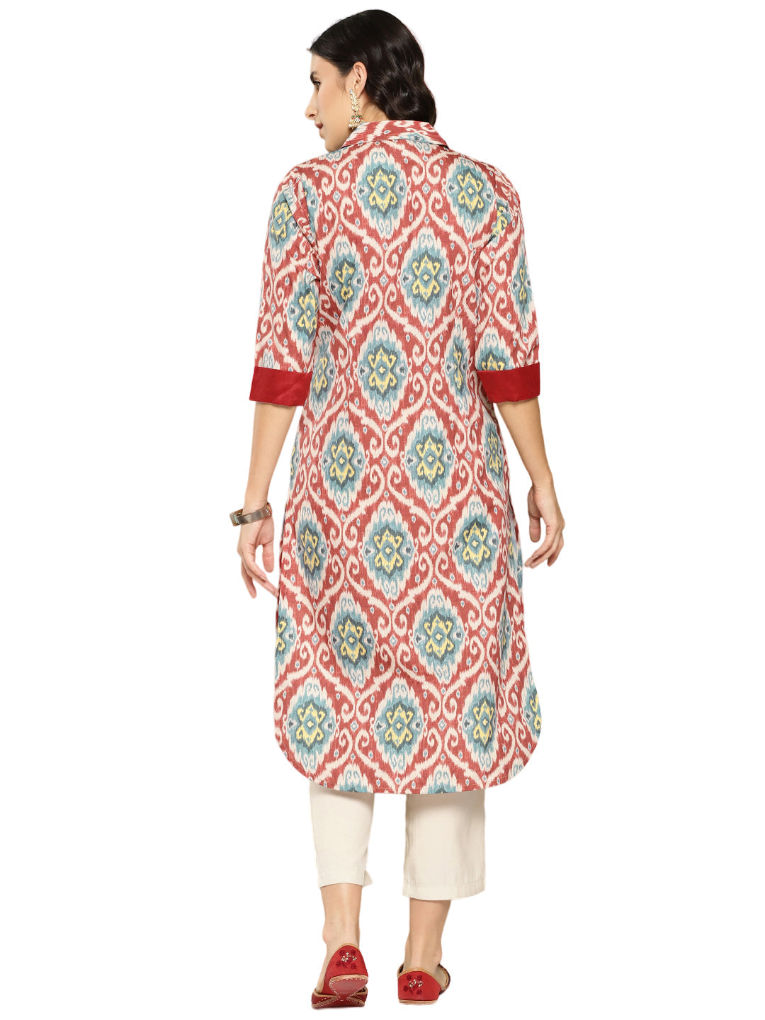 Ahalyaa Women Ethnic Motifs Printed Gotta Patti Crepe Kurta