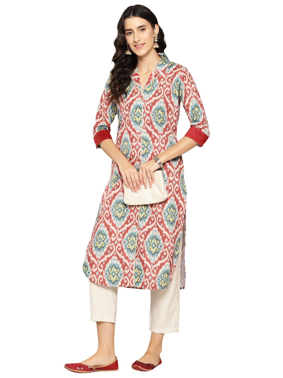 Ahalyaa Women Ethnic Motifs Printed Gotta Patti Crepe Kurta