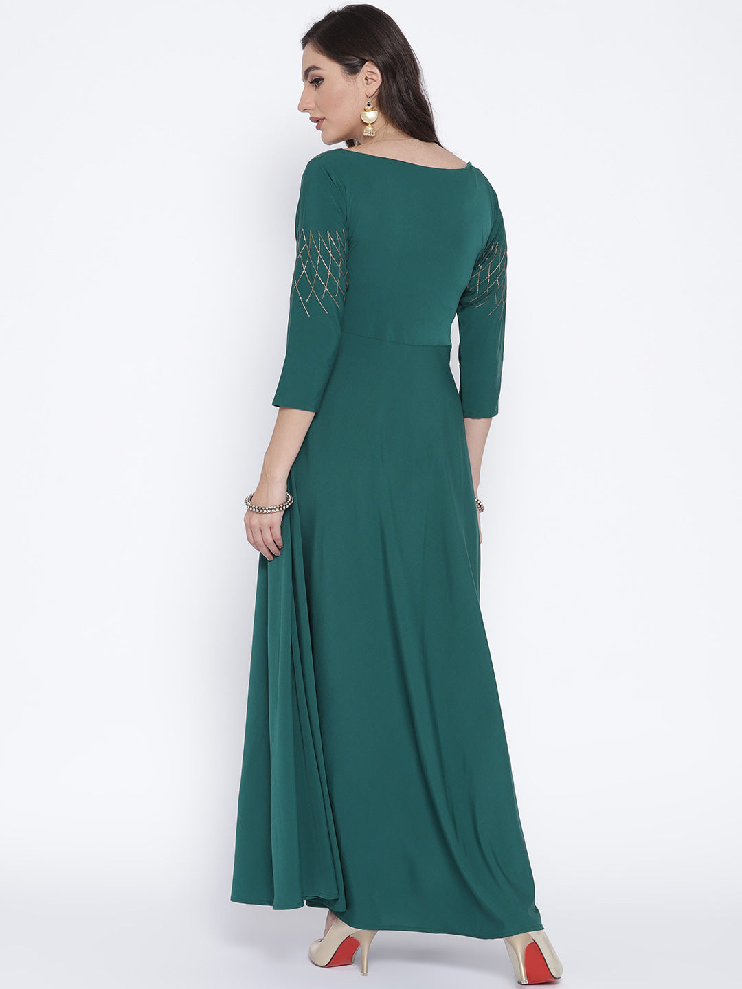 Green Solid Maxi Dress