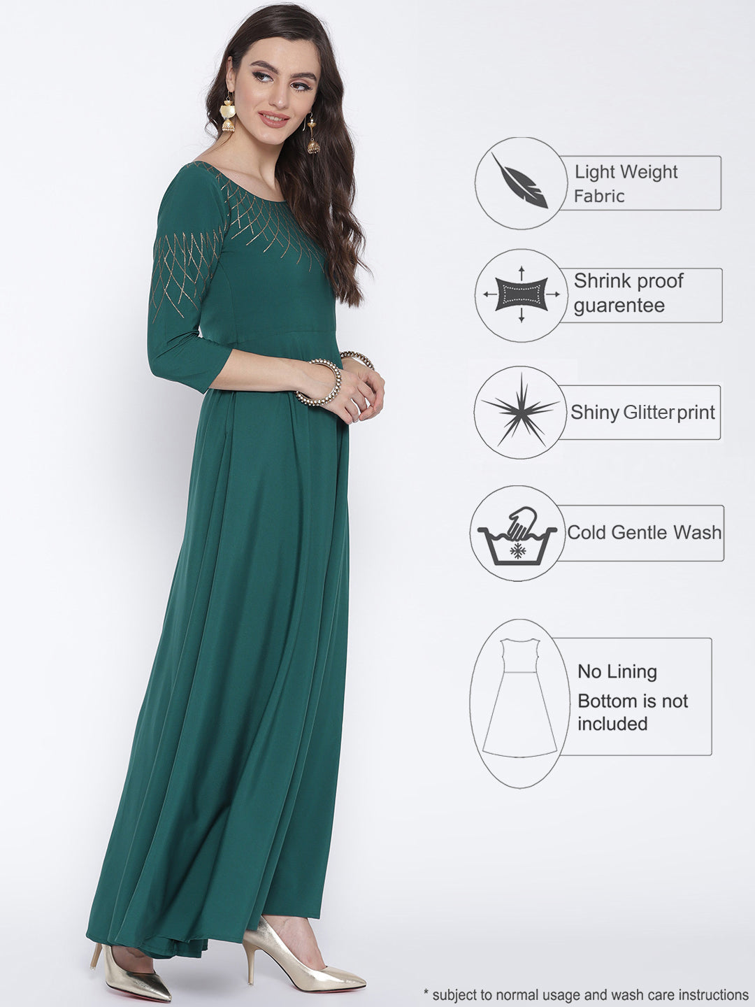 Green Solid Maxi Dress