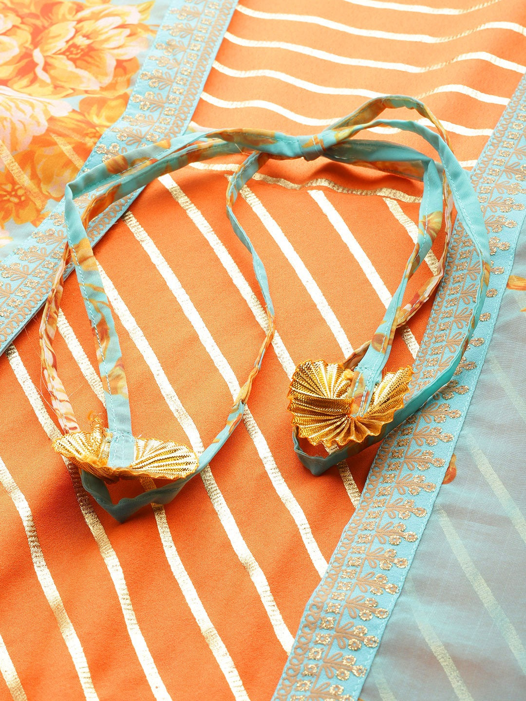 Orange & Gold Ethnic Layered Dress