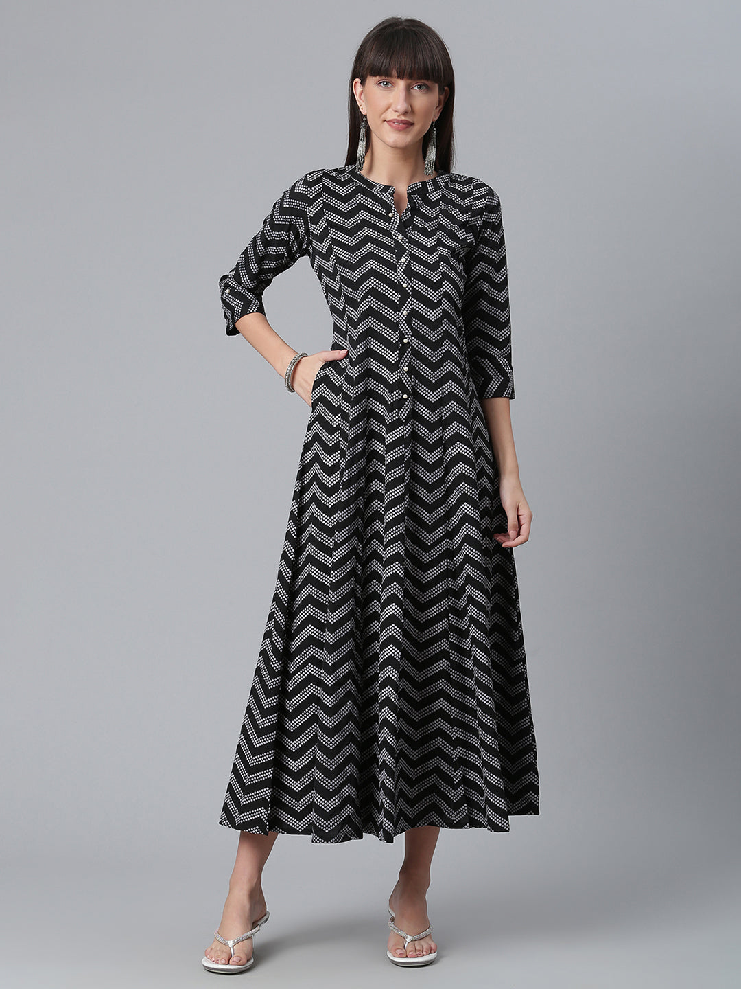 Black & White Printed Kurta