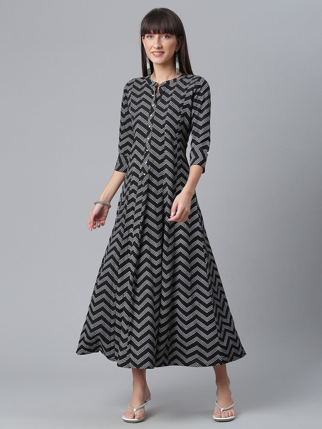 Black & White Printed Kurta