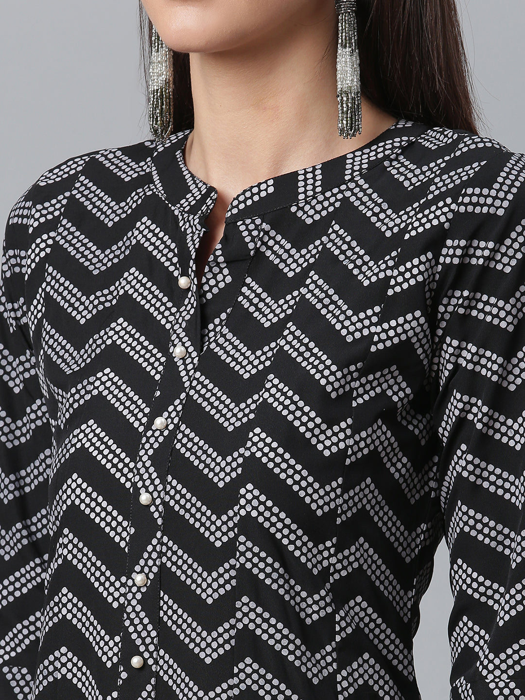 Black & White Printed Kurta