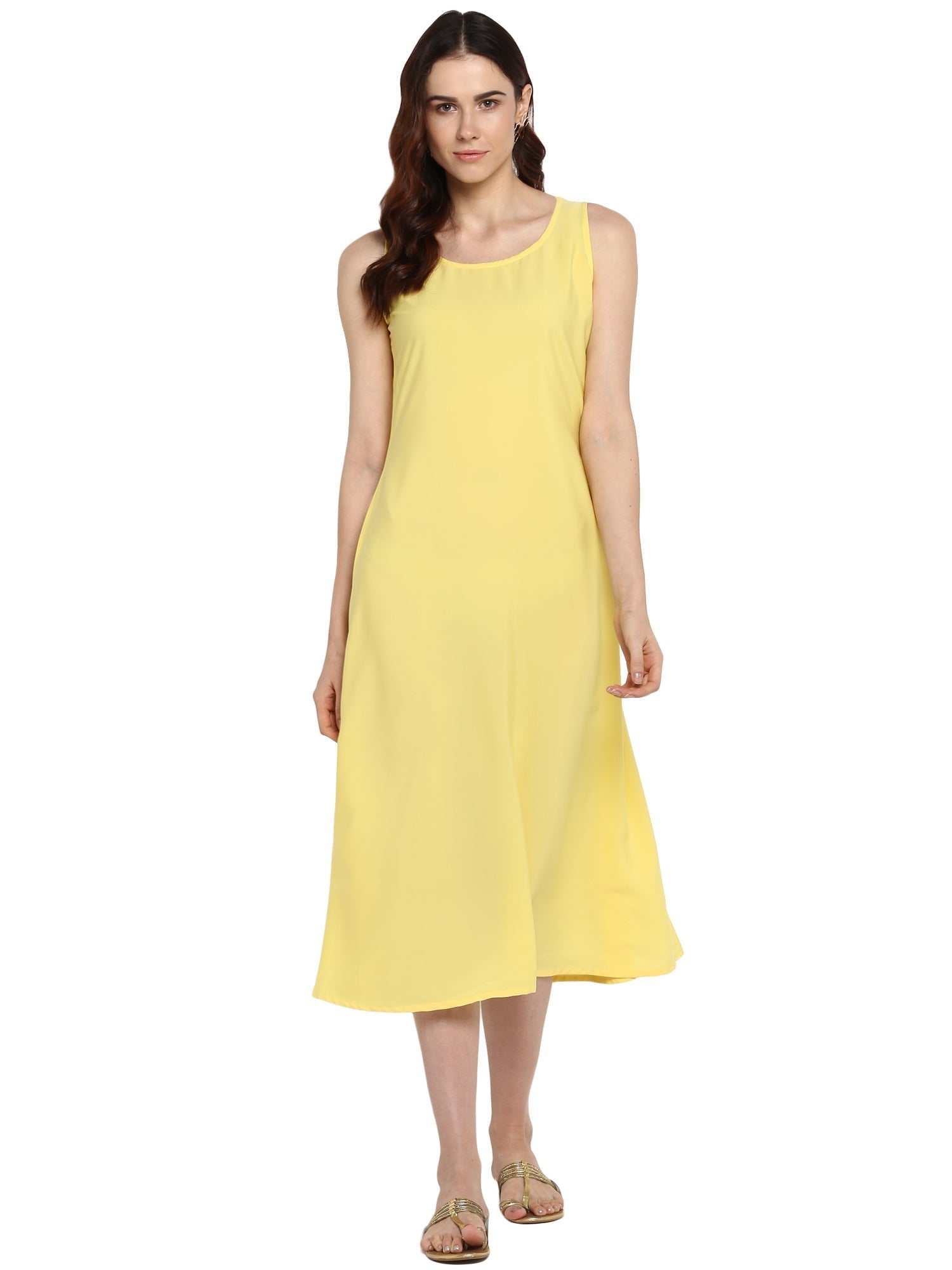 Yellow Solid A-Line Dress