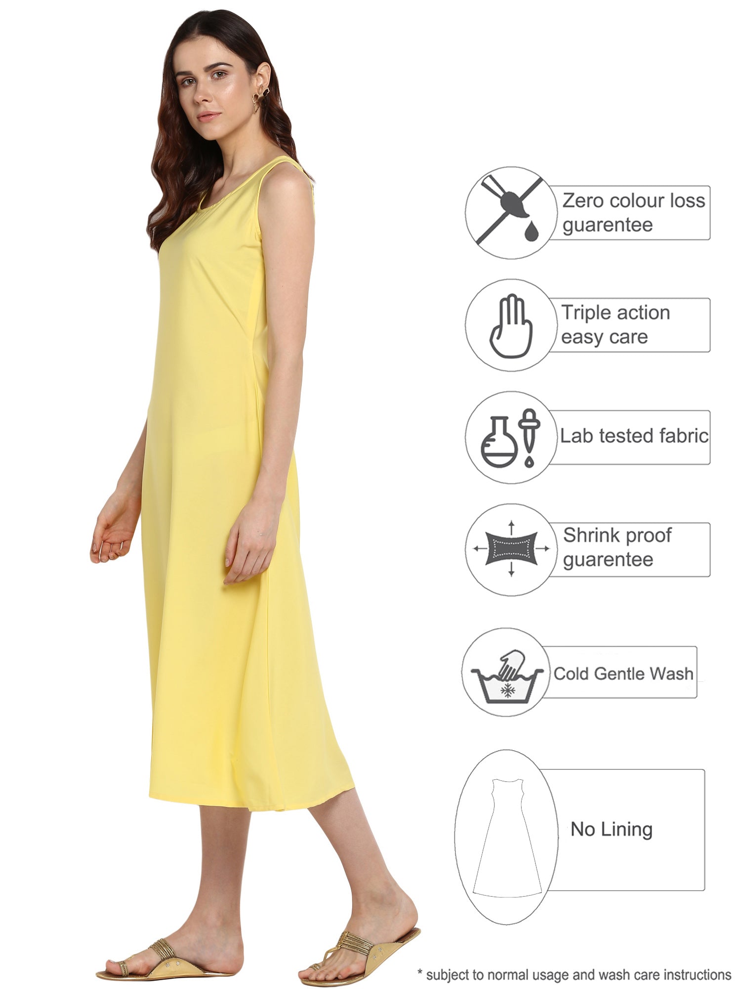 Yellow Solid A-Line Dress