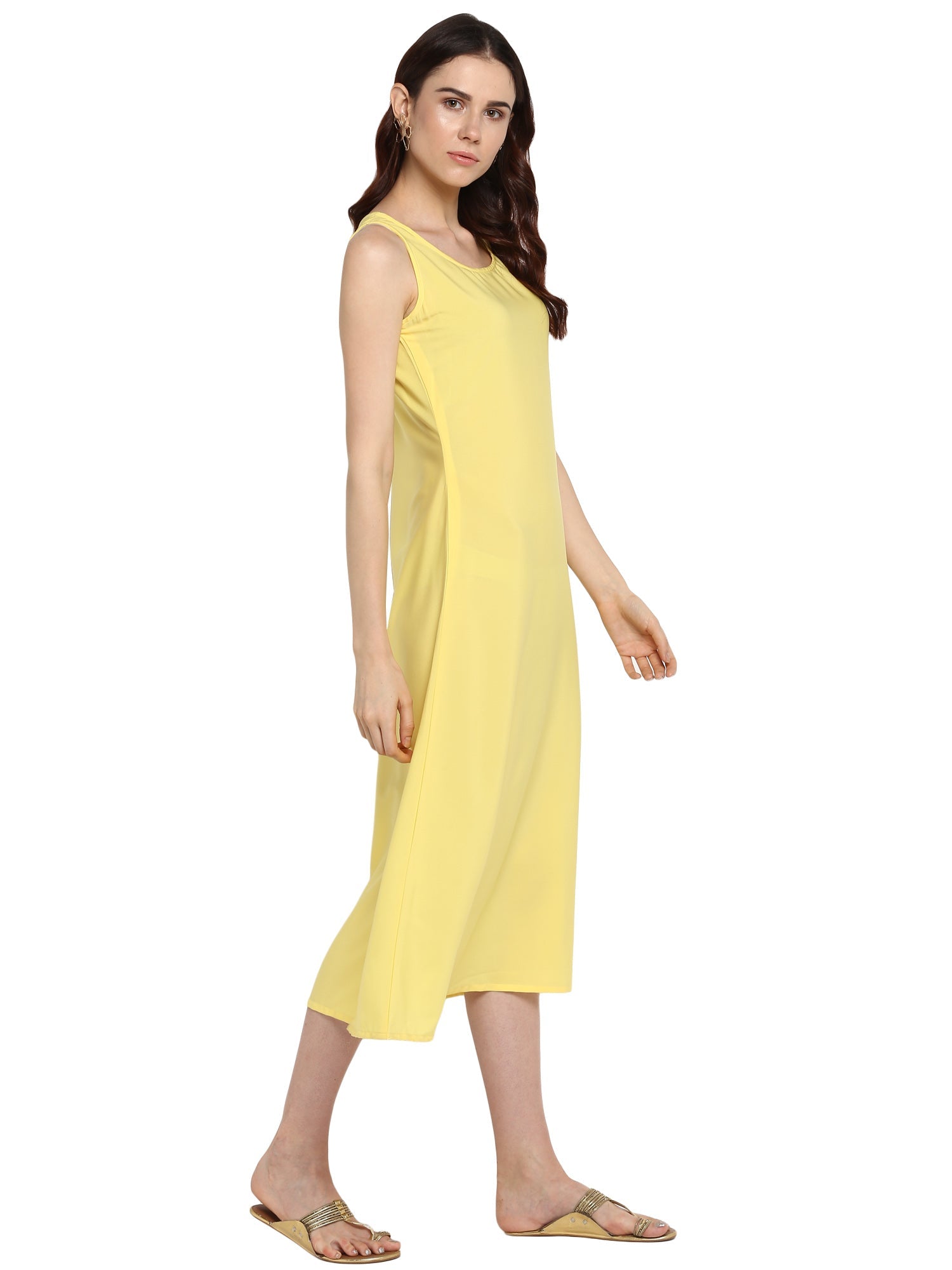 Yellow Solid A-Line Dress